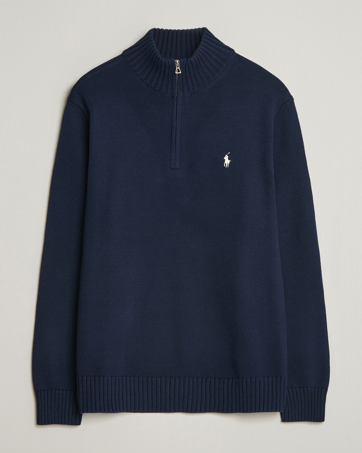 Men | Sweaters & Knitwear | Polo Ralph Lauren | Cotton Crew Neck Half-Zip Hunter Navy