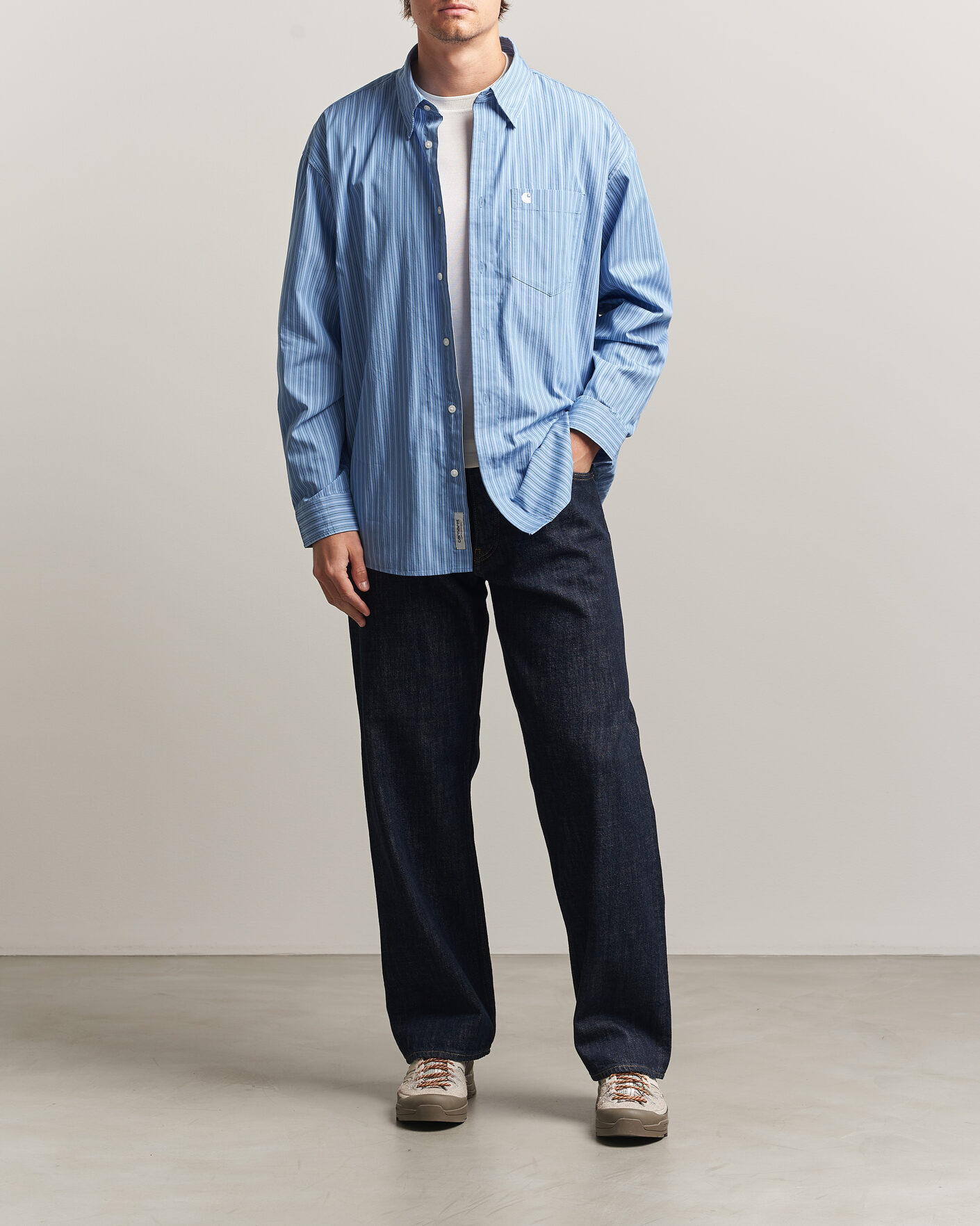 Men | Shirts | Carhartt WIP | Keen Striped Cotton Poplin Shirt Curacao