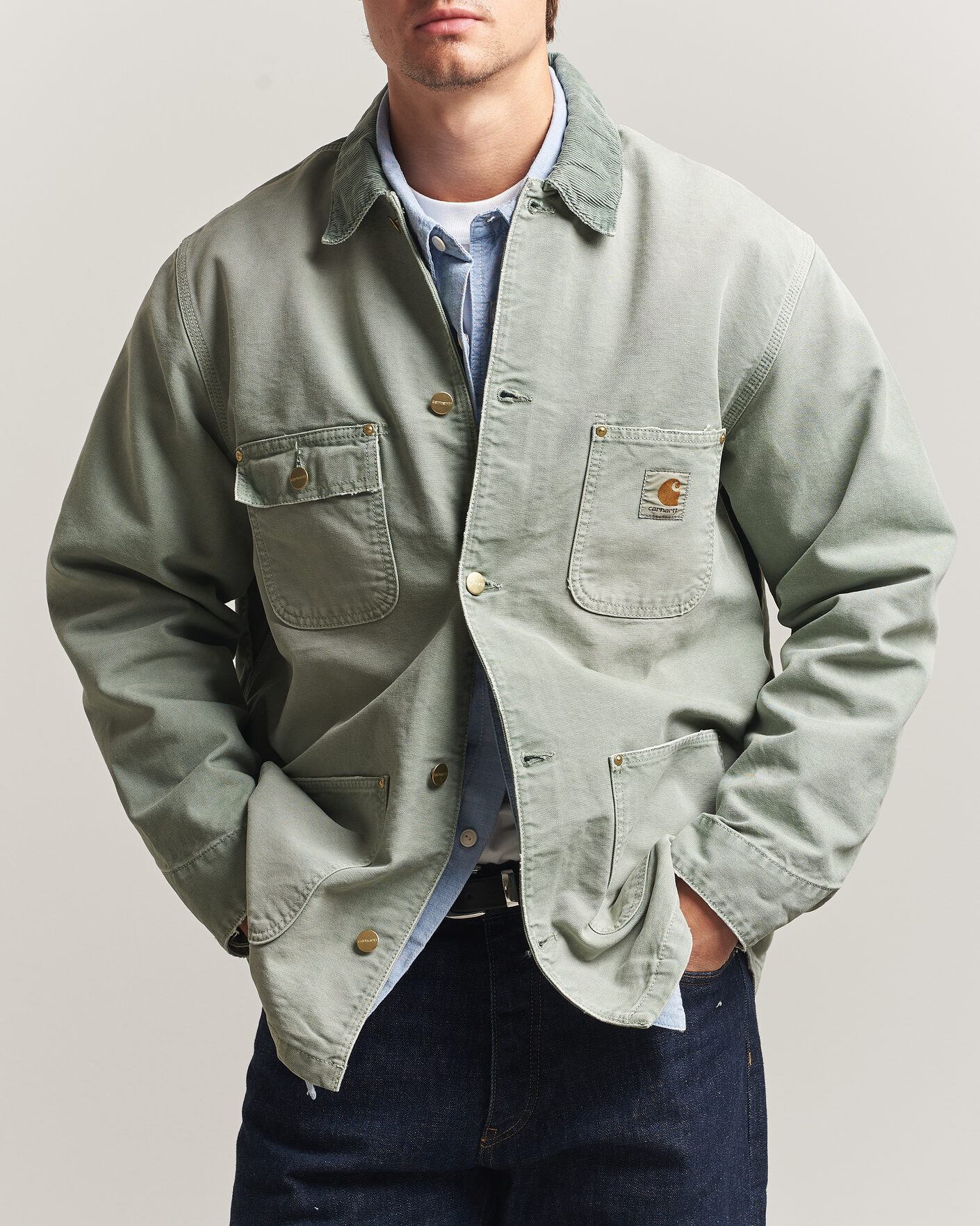 Men | Coats & Jackets | Carhartt WIP | OG Dearborn Canvas Chore Coat Shady Green