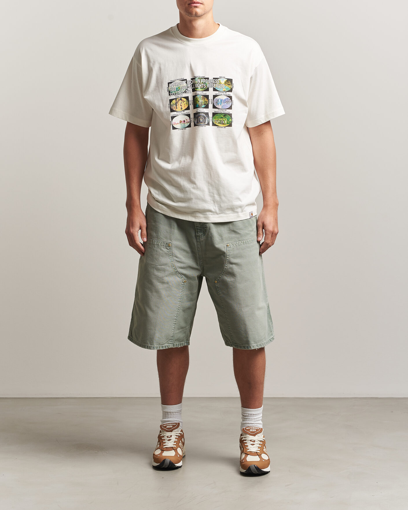 Carhartt WIP OG Dearborn Canvas Double Knee Shorts Shady Green at