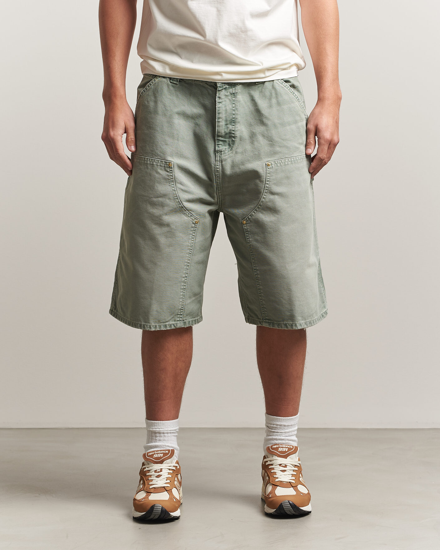 Carhartt WIP OG Dearborn Canvas Double Knee Shorts Shady Green at