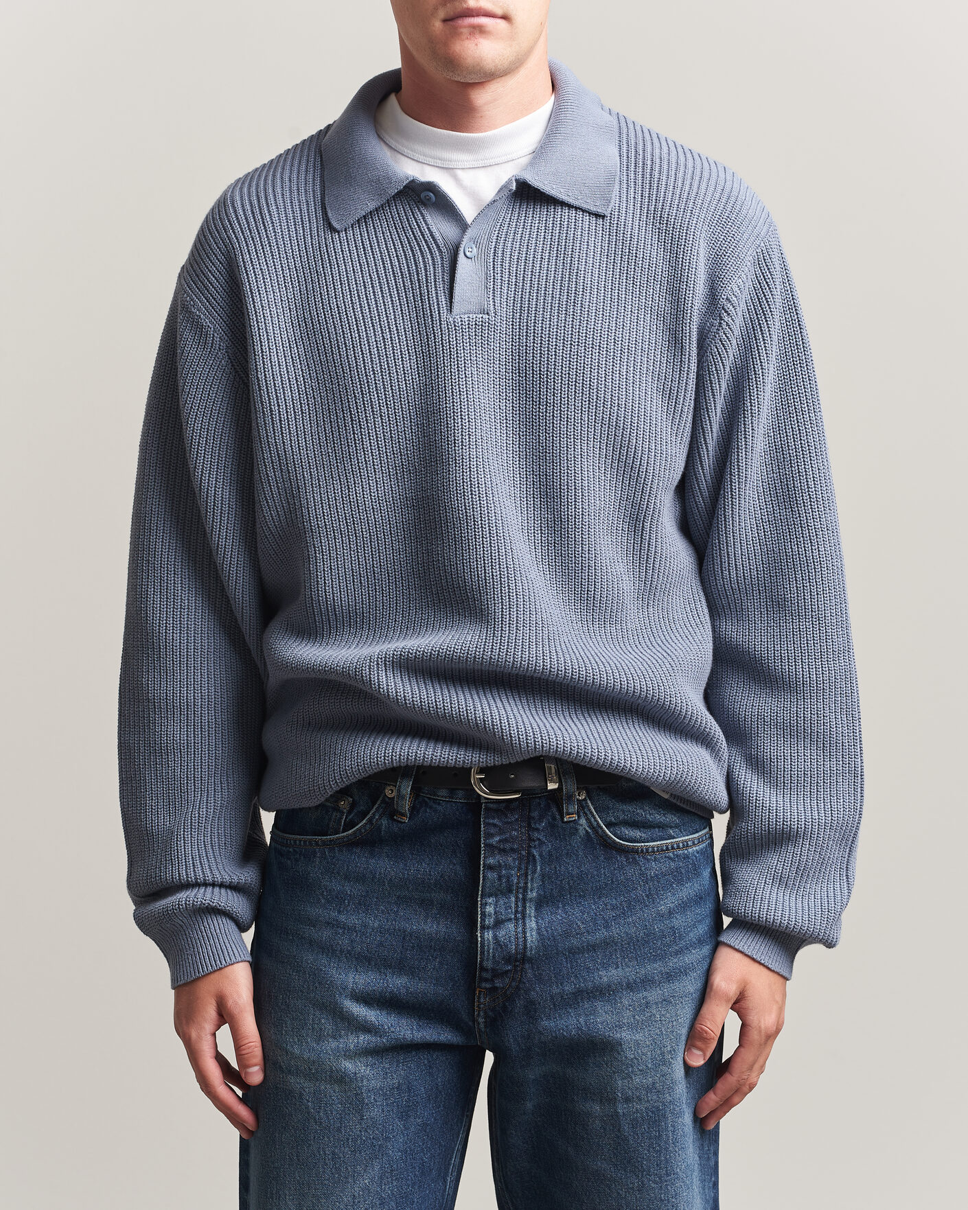 Men | Sweaters & Knitwear | Carhartt WIP | Miles Knitted Cotton Polo Shad Blue