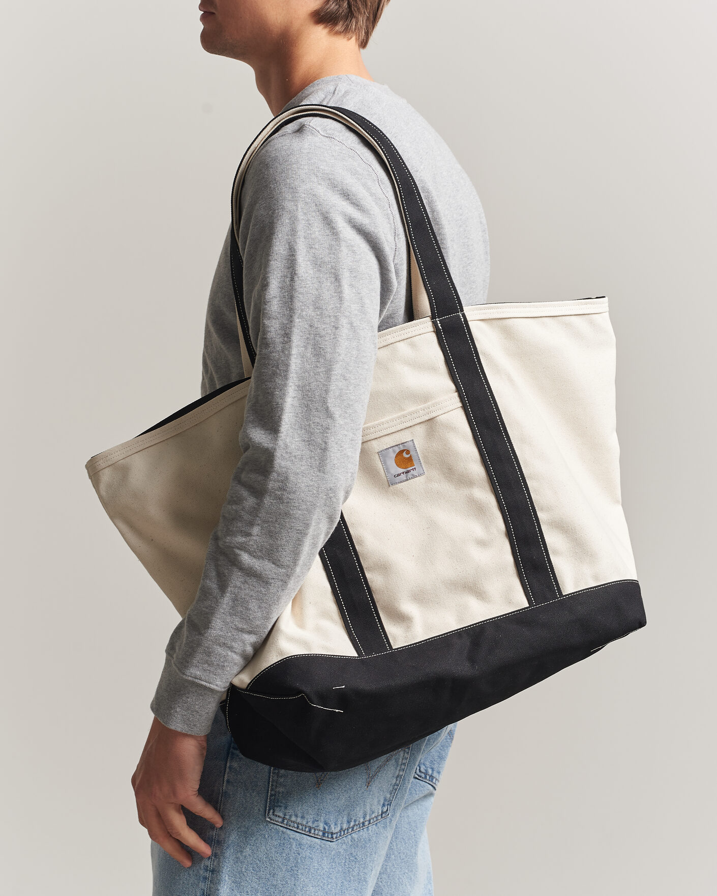 Carhartt WIP Canvas Beach Tote Natural/Black at CareOfCarl.com