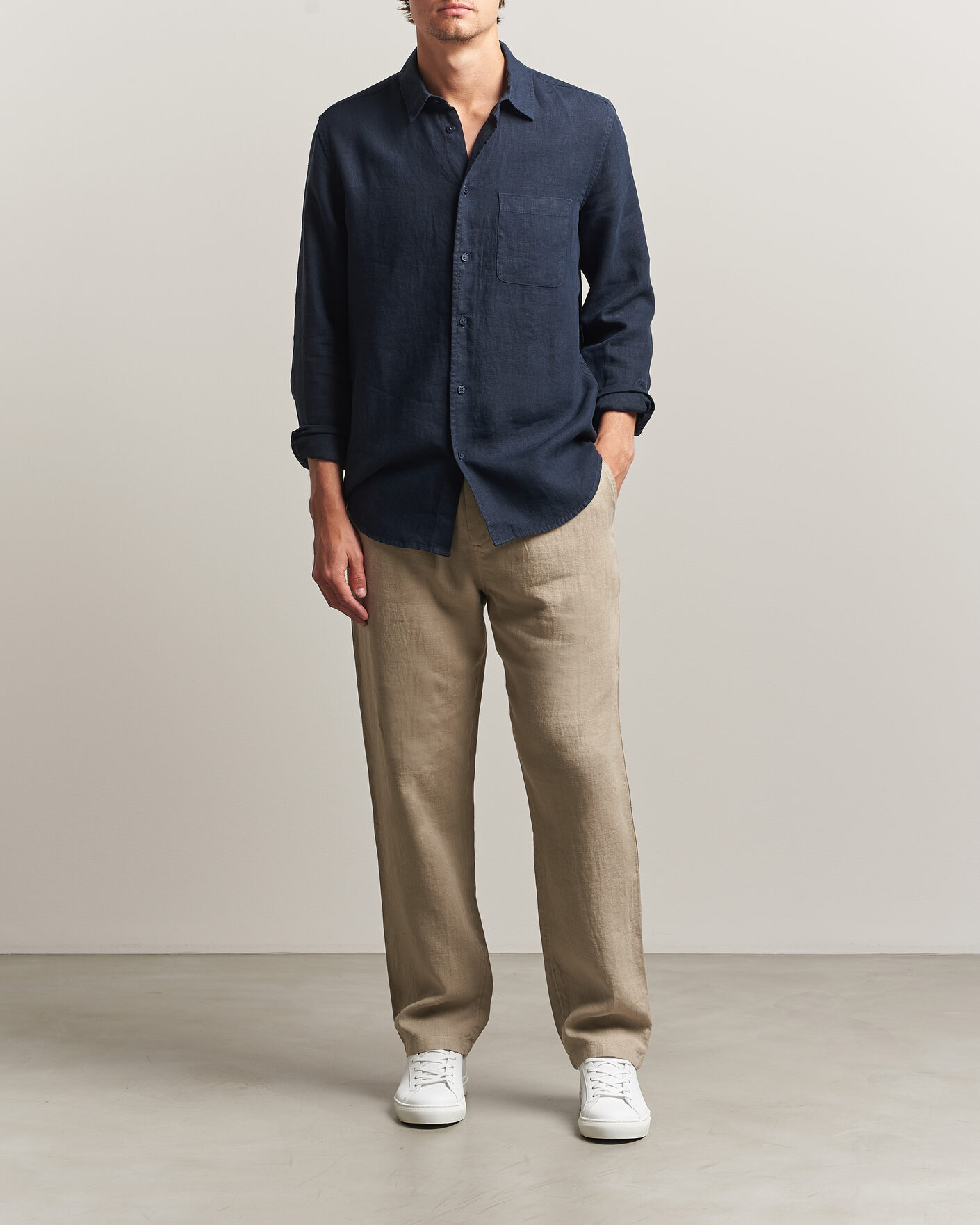 Men | Trousers | Samsøe Samsøe | Jabari Linen Drawstring Trousers Aluminum
