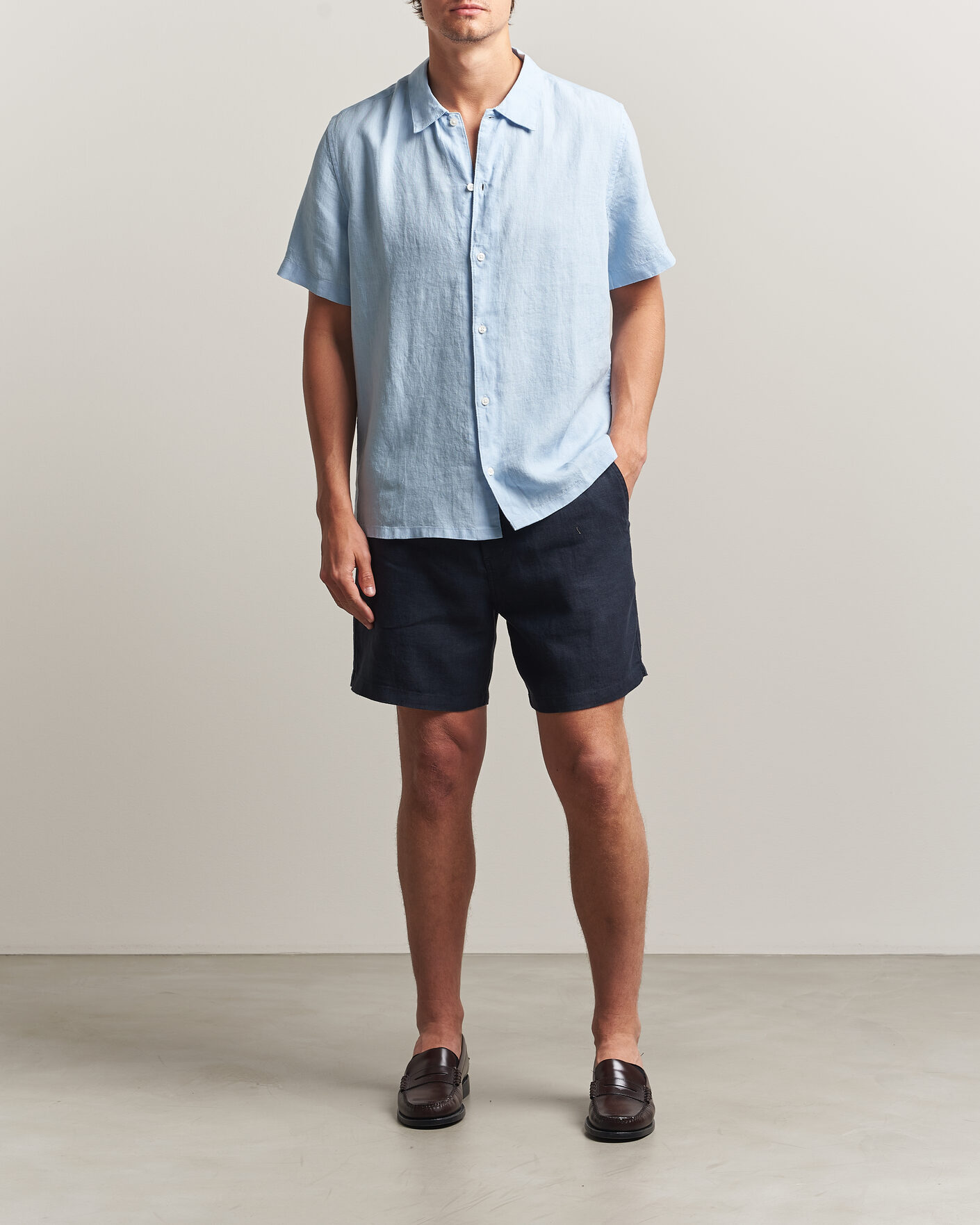 Men | Shorts | Samsøe Samsøe | Jabari Linen Drawstring Shorts Salute Navy