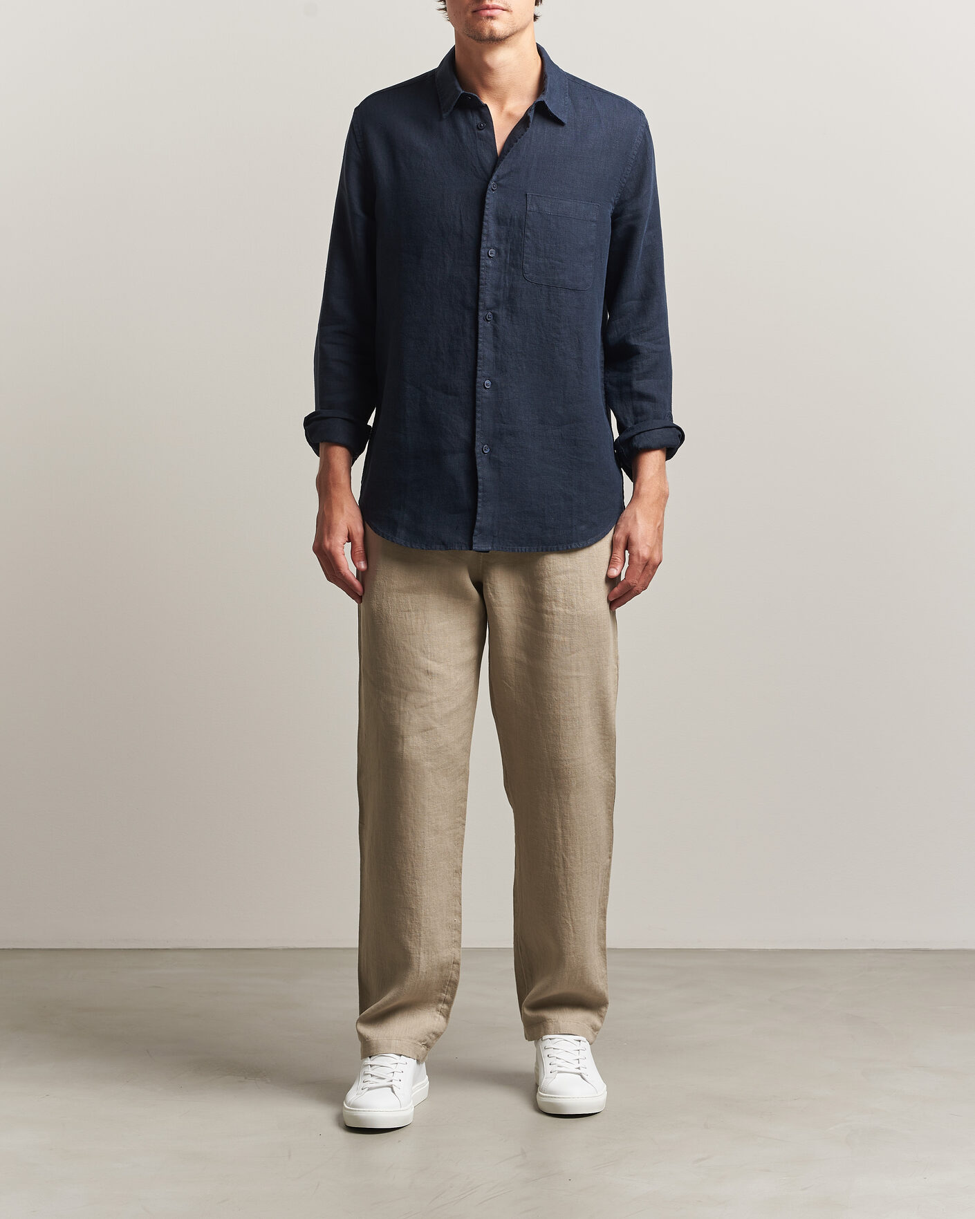 Men | Shirts | Samsøe Samsøe | Liam Linen Shirt Salute Navy