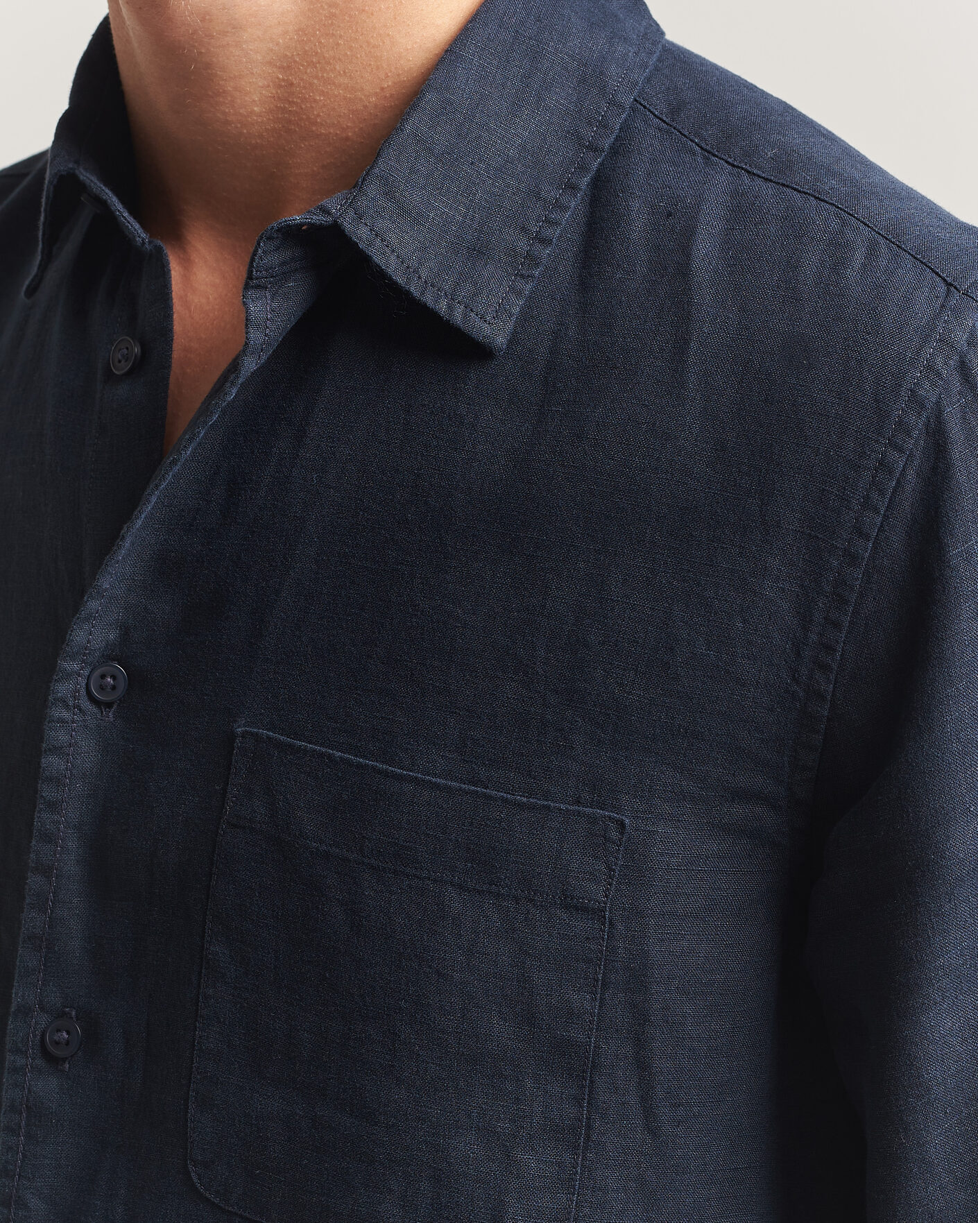 Men | Shirts | Samsøe Samsøe | Liam Linen Shirt Salute Navy