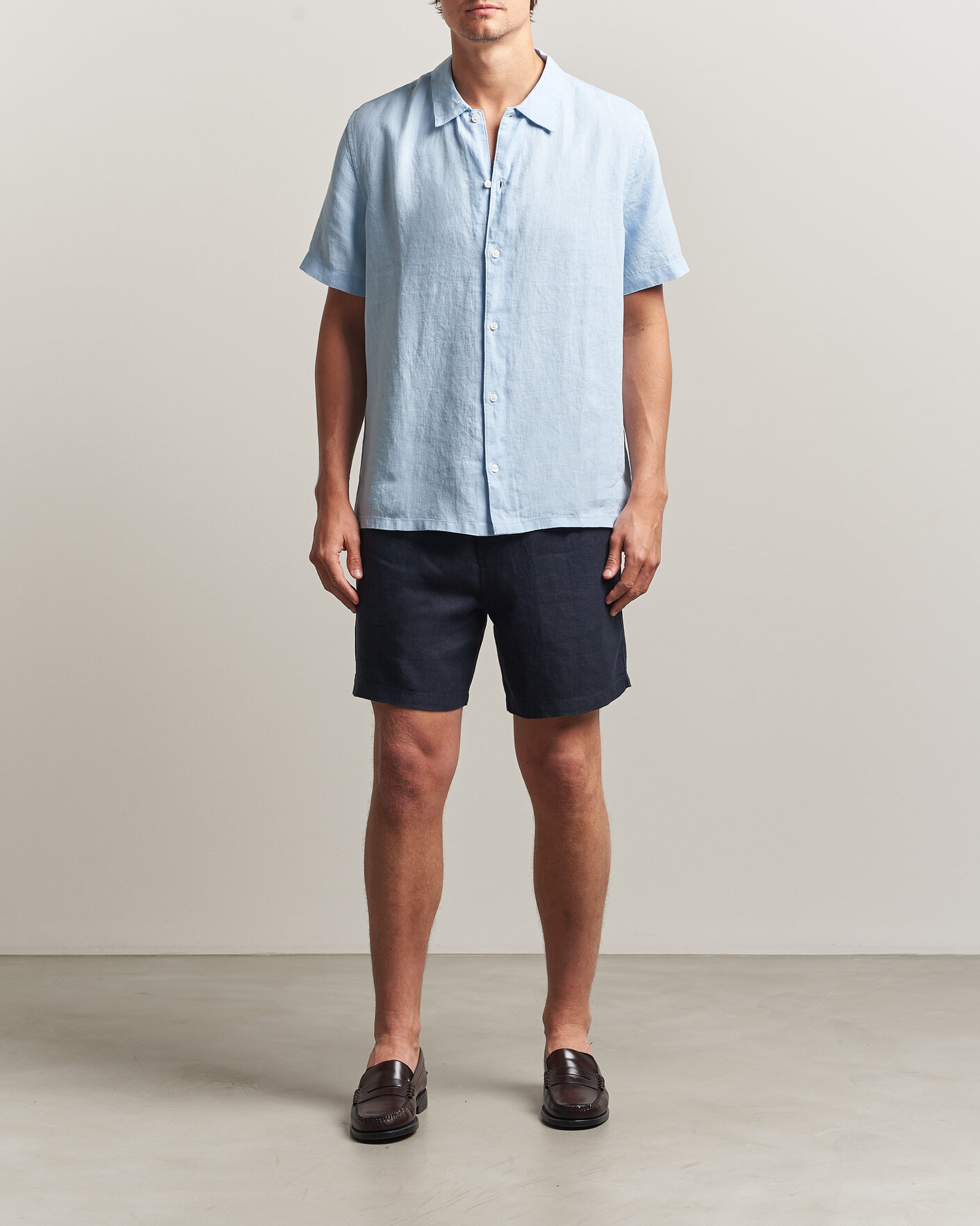 Men | Shirts | Samsøe Samsøe | Avan Linen Short Sleeve Shirt Windsurfer