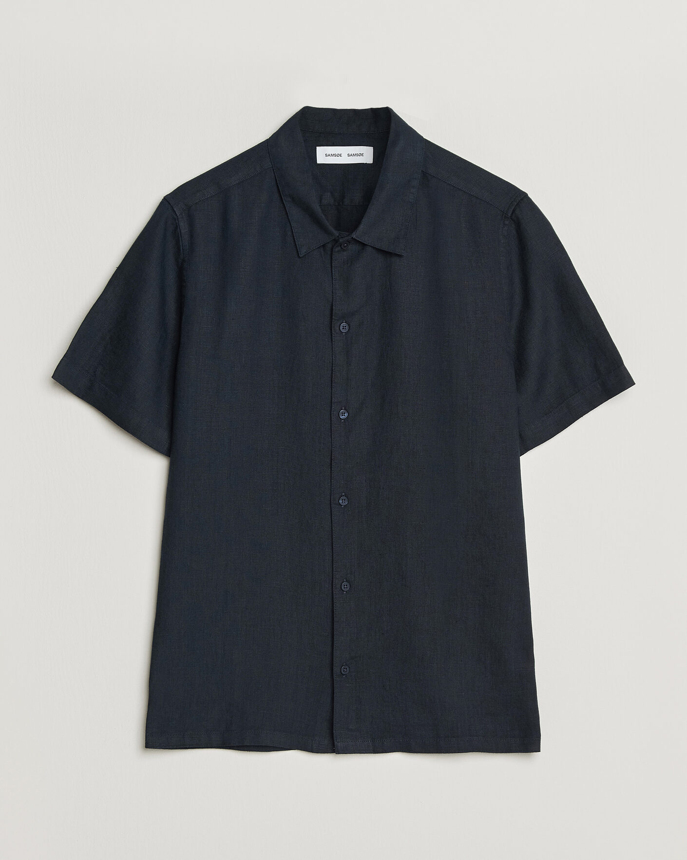 Men | Shirts | Samsøe Samsøe | Avan Linen Short Sleeve Shirt Salute Navy