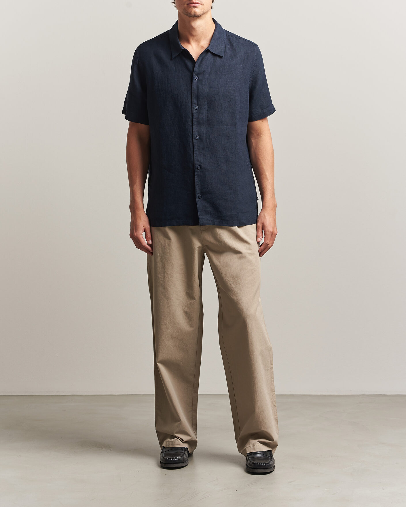 Men | Shirts | Samsøe Samsøe | Avan Linen Short Sleeve Shirt Salute Navy