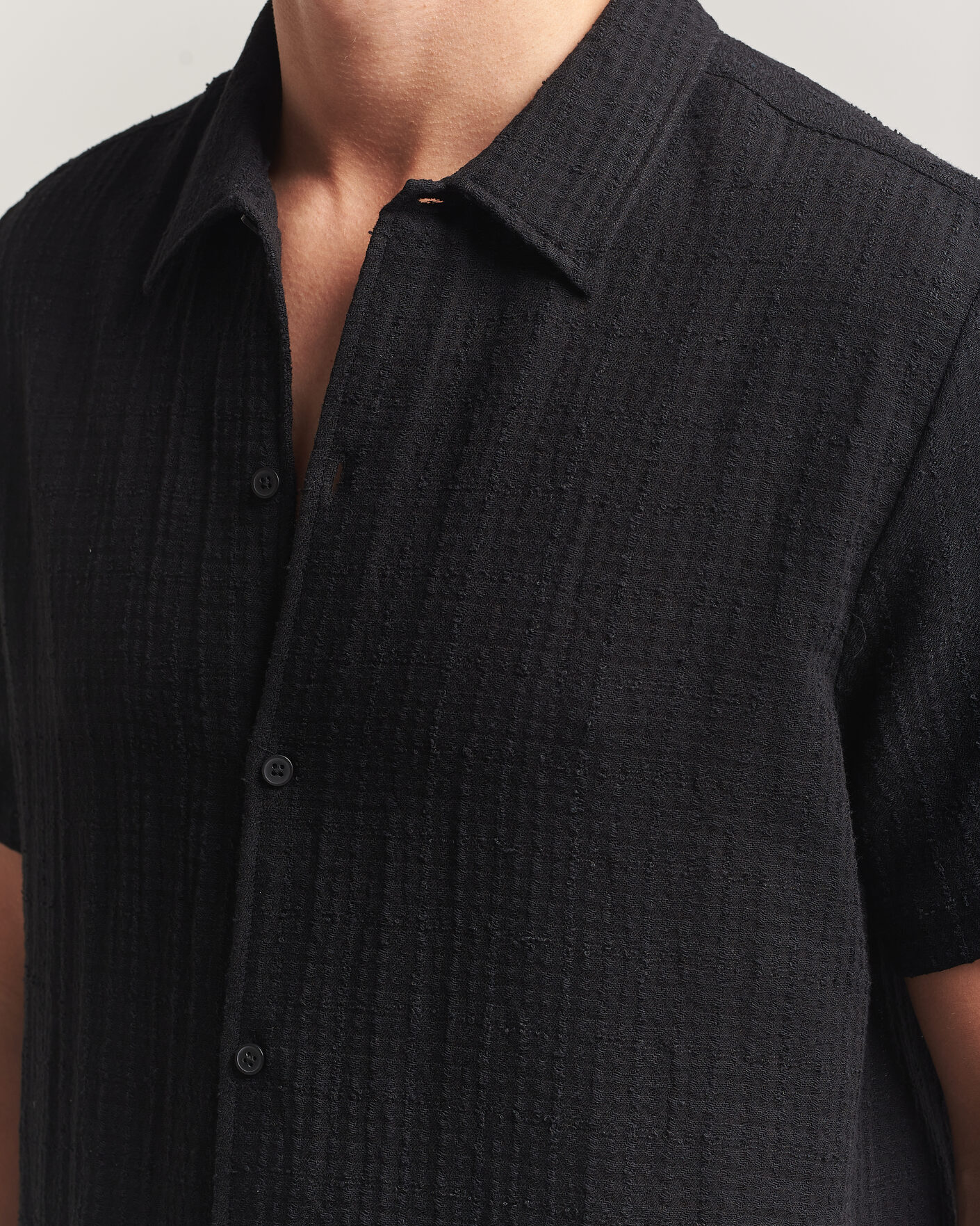 Men | Shirts | Samsøe Samsøe | Avan Structured Short Sleeve Shirt Black