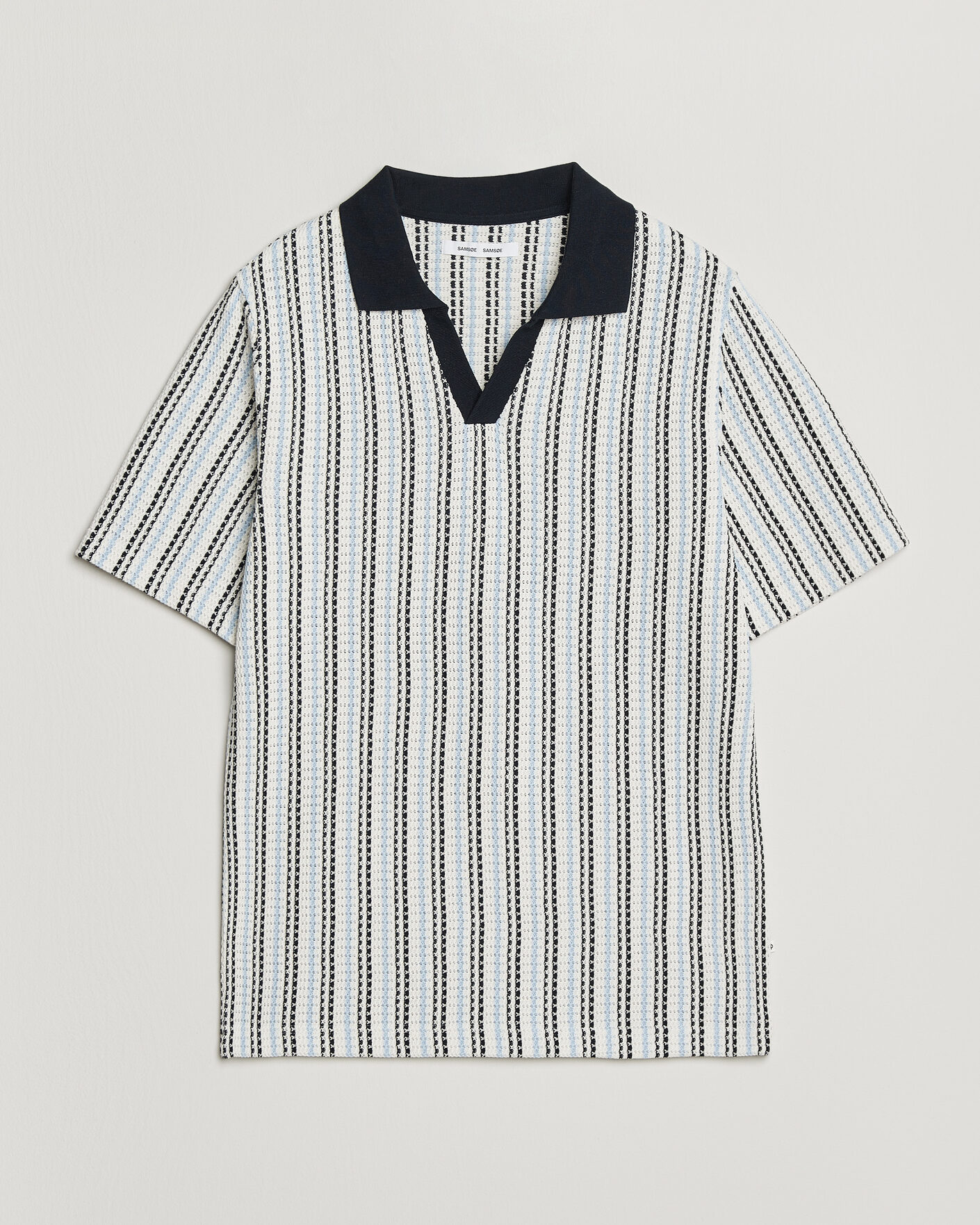 Men | Polo Shirts | Samsøe Samsøe | Mac Striped Knitted Polo Blue/White