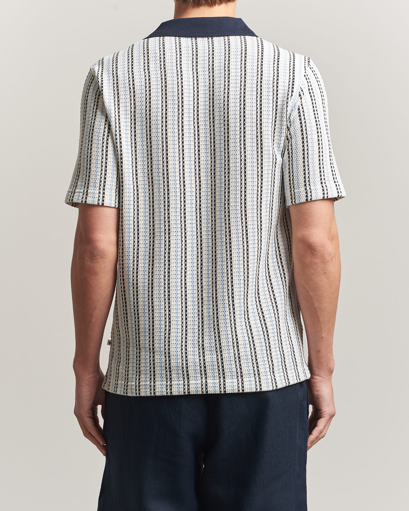 Men | Polo Shirts | Samsøe Samsøe | Mac Striped Knitted Polo Blue/White