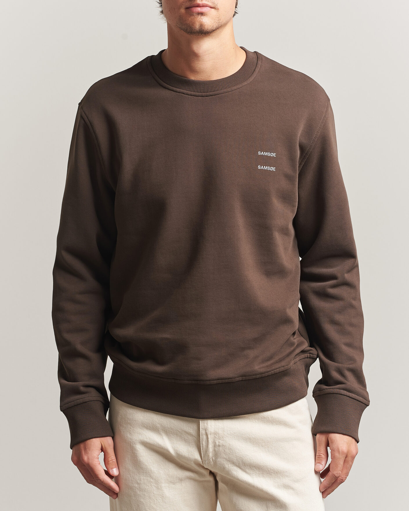 Men | Sweaters & Knitwear | Samsøe Samsøe | Joel Organic Cotton Sweatshirt Turkish Coffee