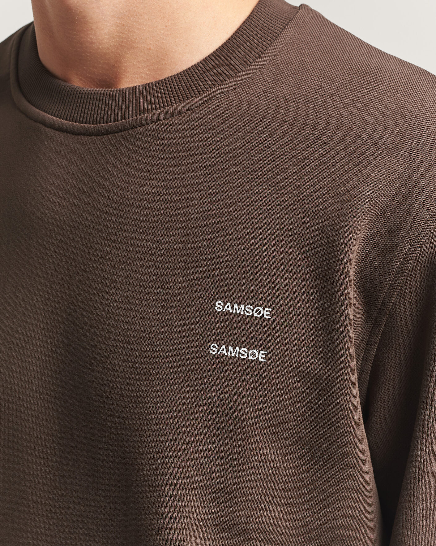 Men | Sweaters & Knitwear | Samsøe Samsøe | Joel Organic Cotton Sweatshirt Turkish Coffee