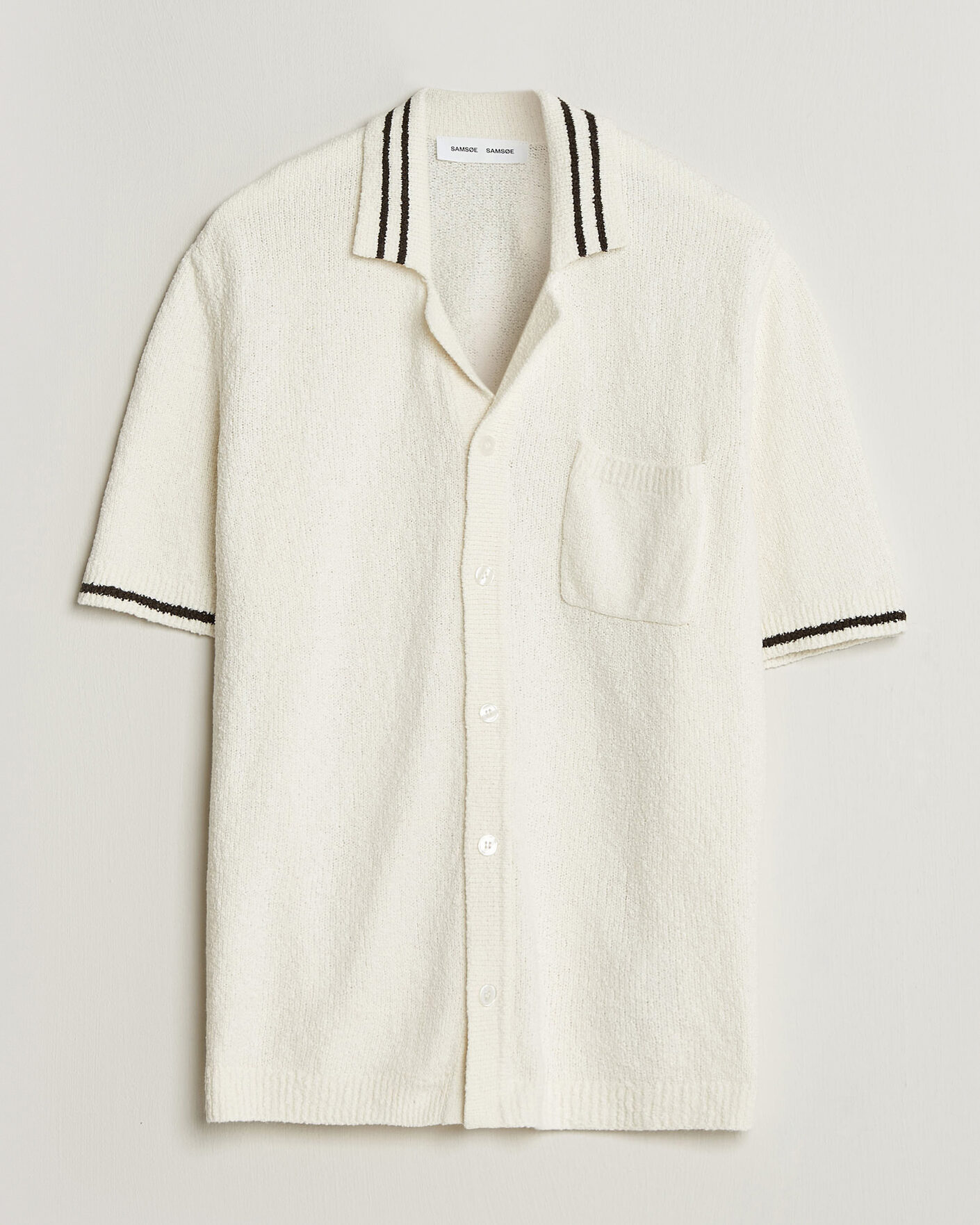 Men | Shirts | Samsøe Samsøe | Pedro Knitted Short Sleeve Shirt Clear Cream