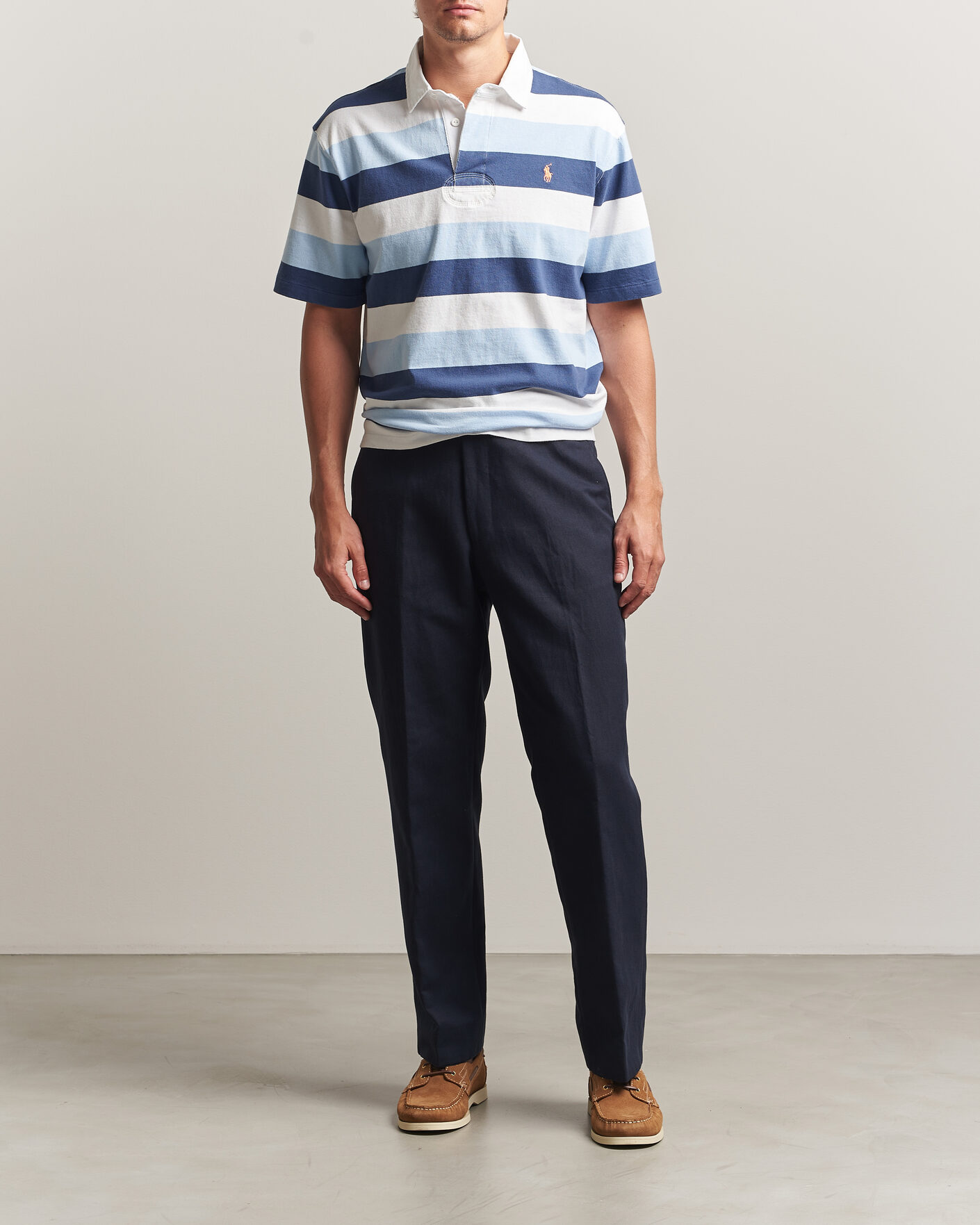 Polo Ralph Lauren Block Stripe Polo Office Blue at CareOfCarl.com
