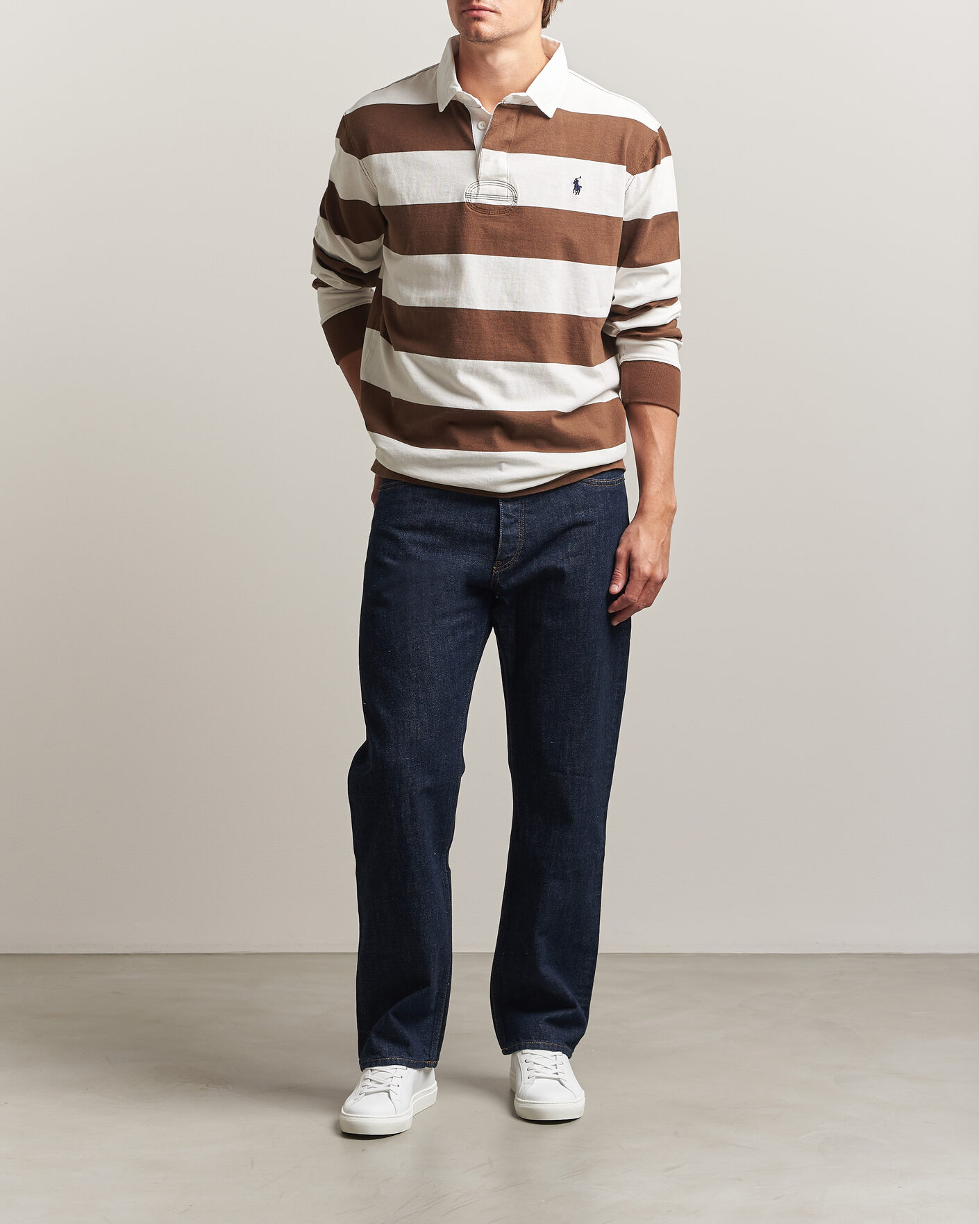 Polo Ralph Lauren Block Striped Rugby Pale Russet/Trophy Cream at