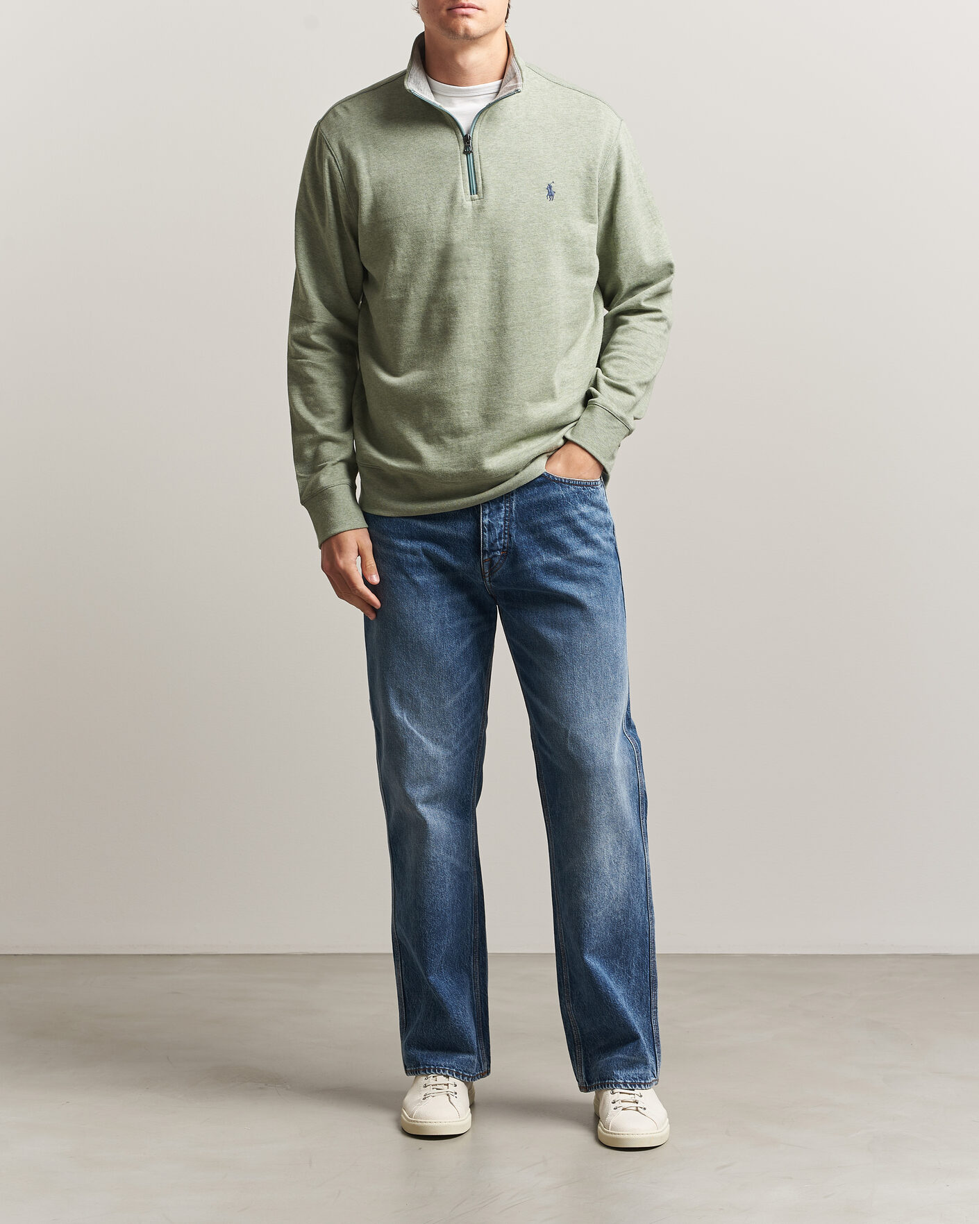 Polo Ralph Lauren Double Knit Half Zip Greenery Heather at