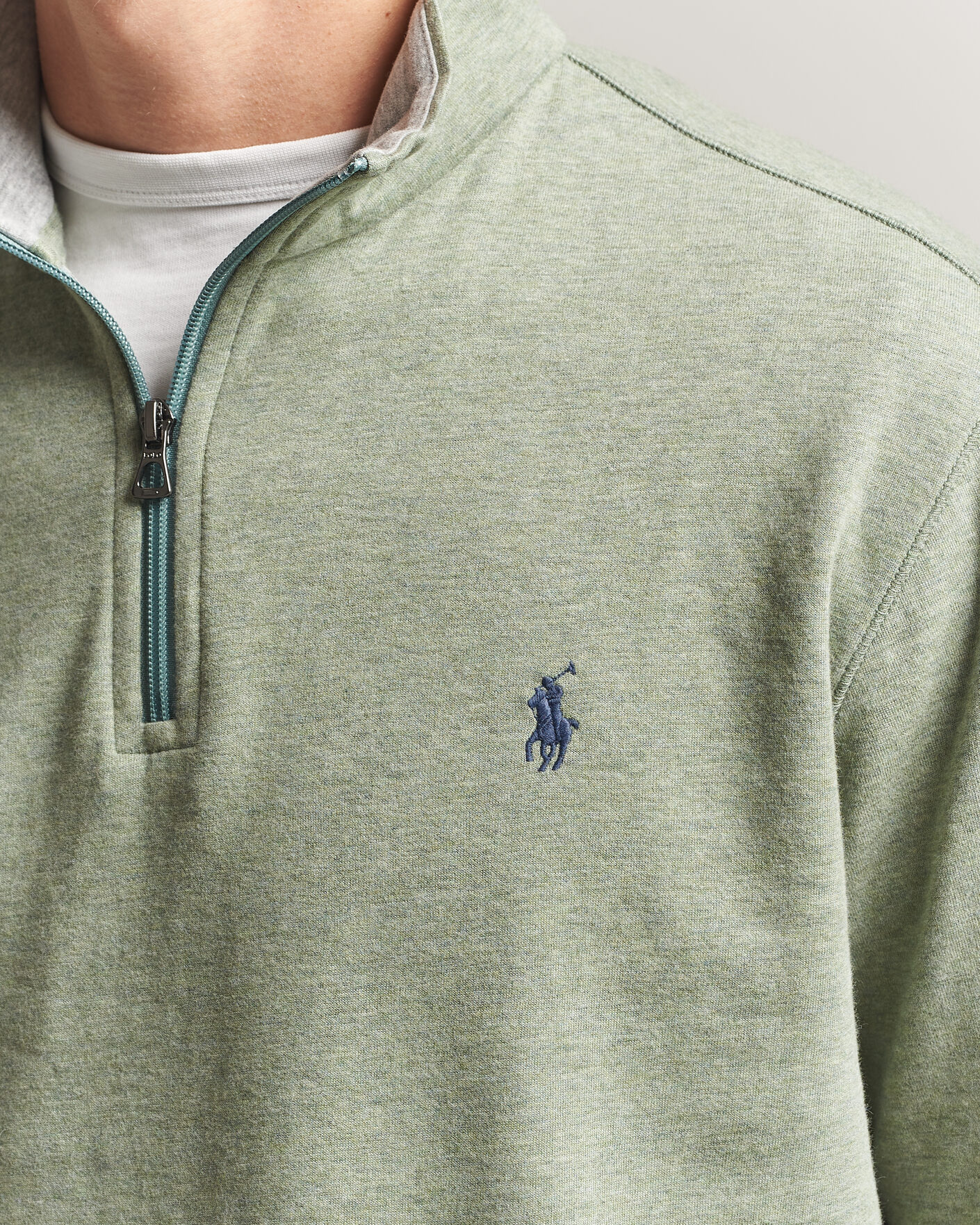 Men | Sweaters & Knitwear | Polo Ralph Lauren | Double Knit Half Zip Greenery Heather