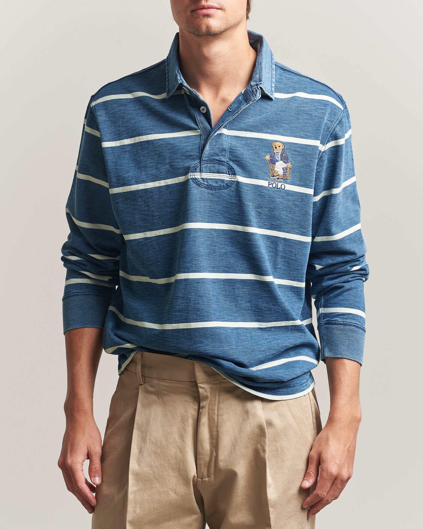 Men | Sweaters & Knitwear | Polo Ralph Lauren | Striped Indigo Rugby Newport Bear