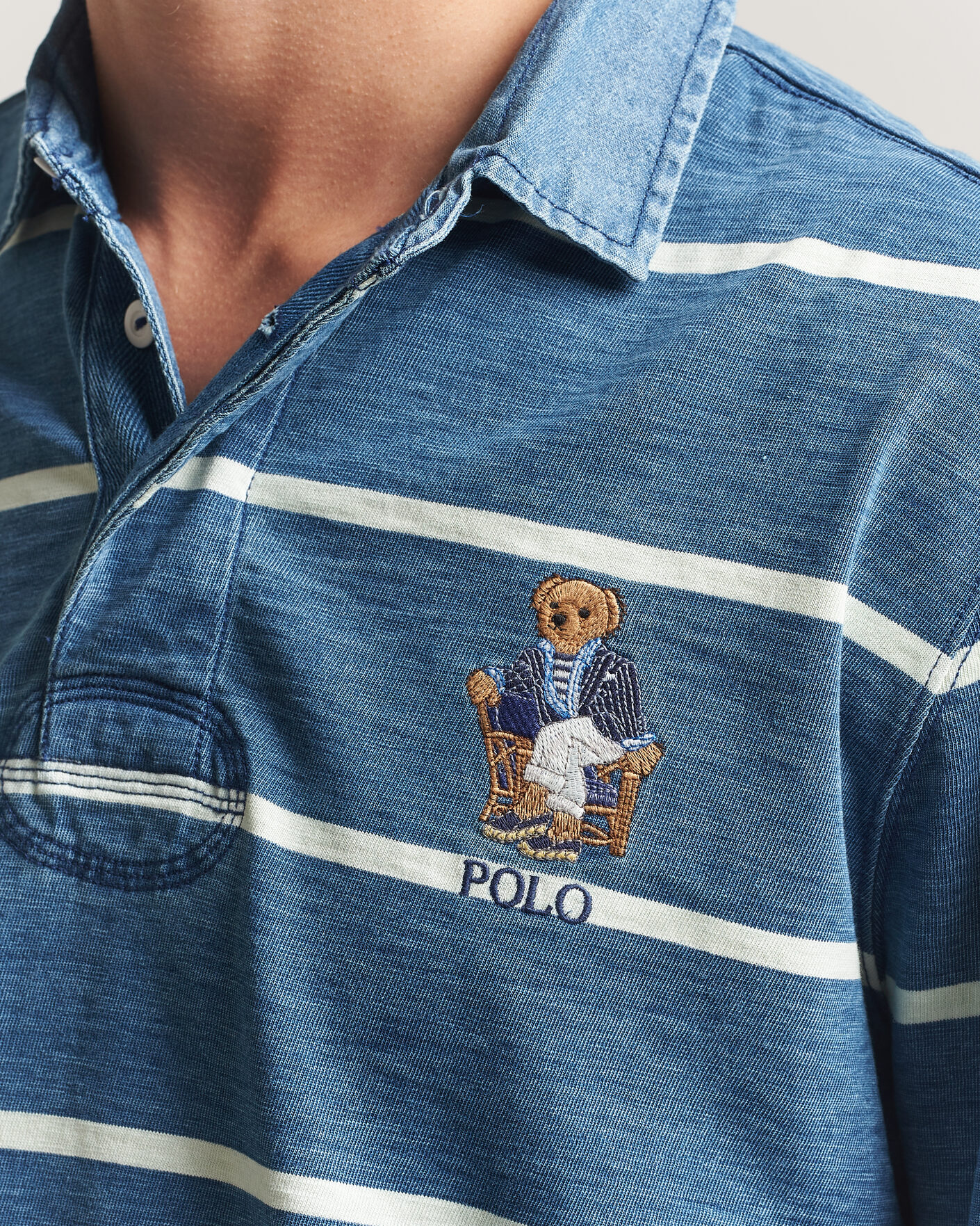 Men | Sweaters & Knitwear | Polo Ralph Lauren | Striped Indigo Rugby Newport Bear