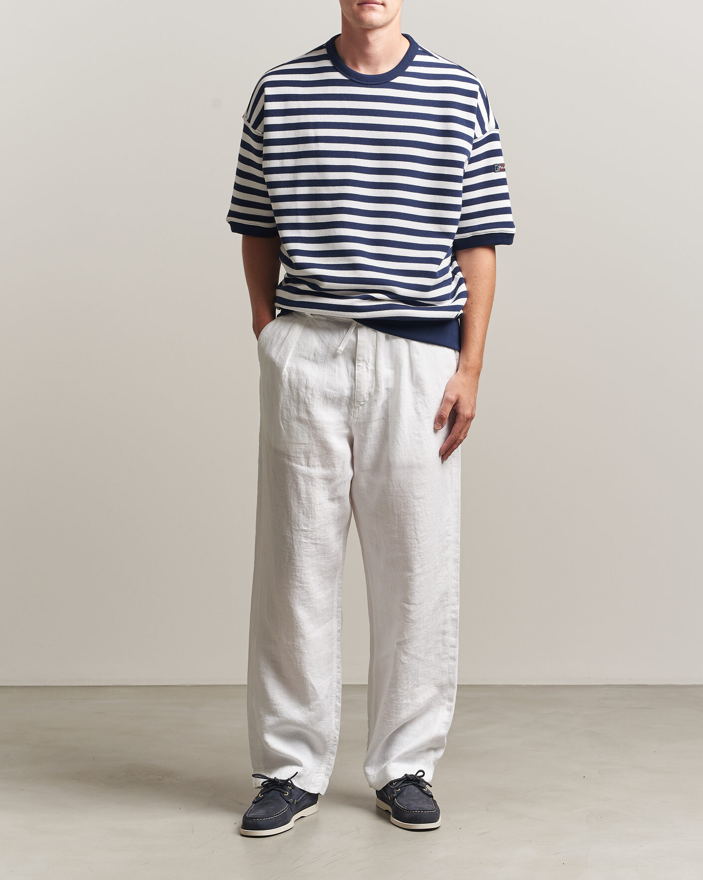Men | T-Shirts | Polo Ralph Lauren | Striped Short Sleeve Sweater Newport Navy/White