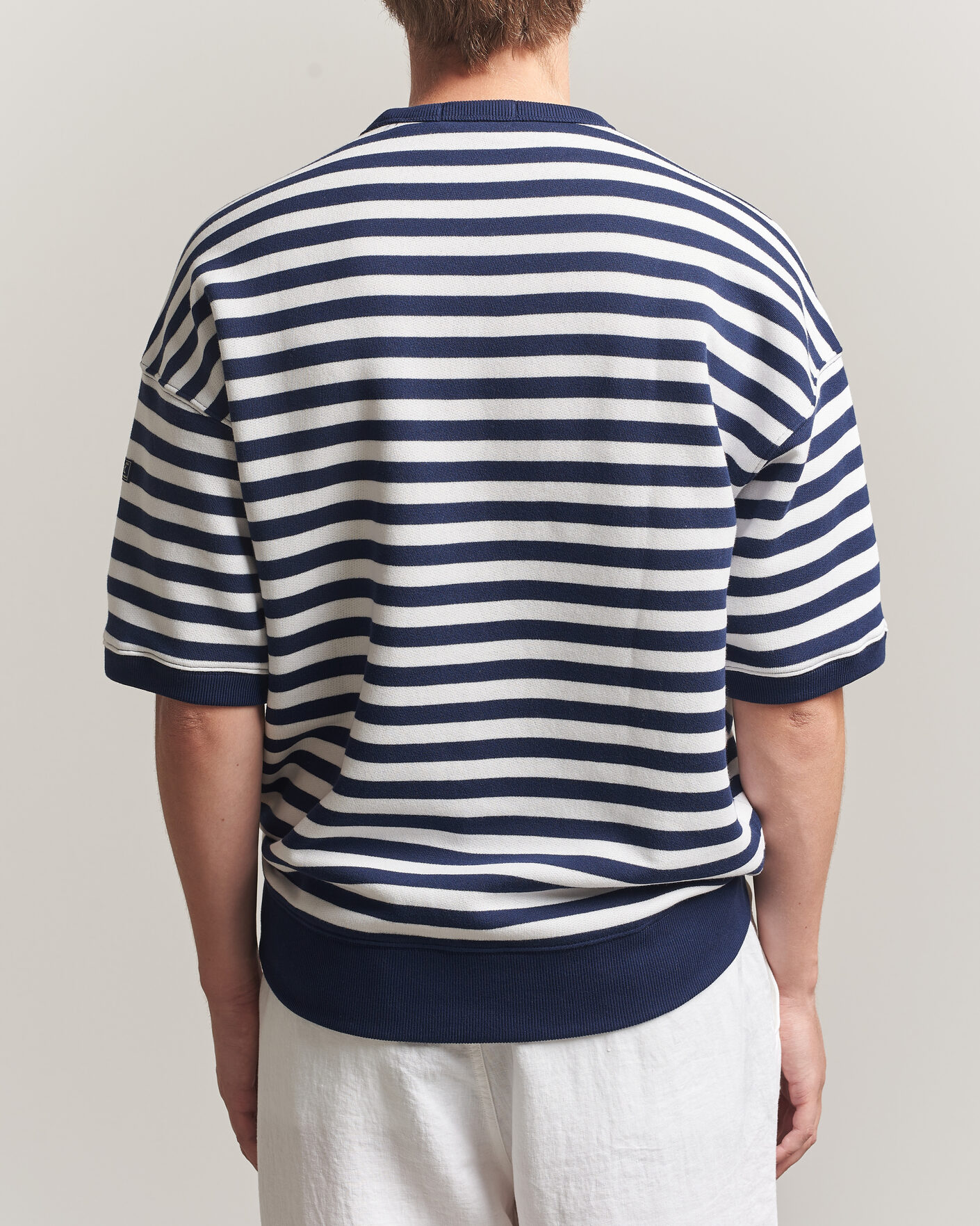 Men | T-Shirts | Polo Ralph Lauren | Striped Short Sleeve Sweater Newport Navy/White