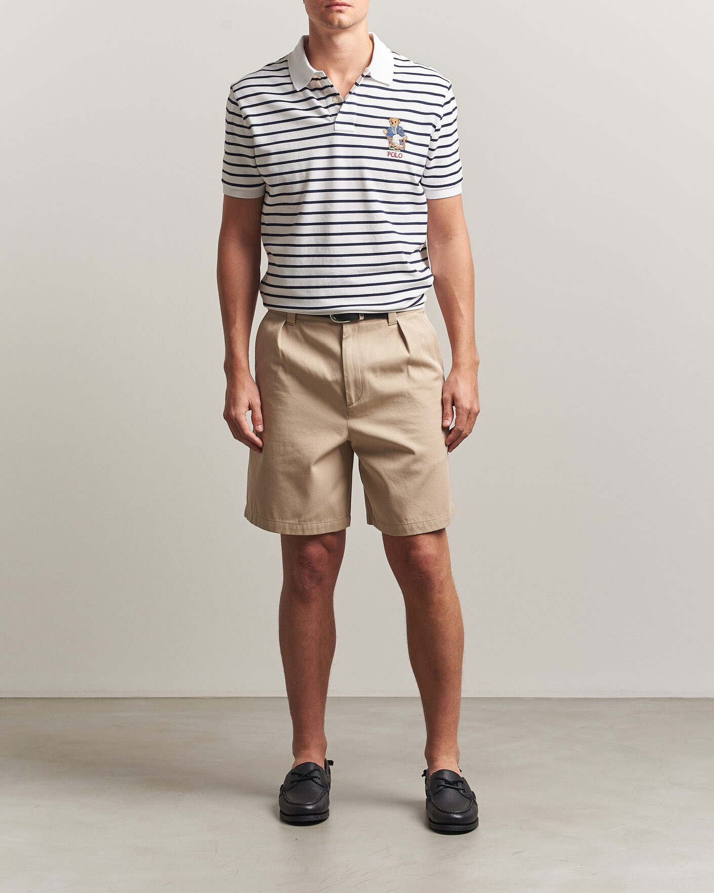 Men | Polo Shirts | Polo Ralph Lauren | Newport Bear Striped Custom Slim Polo White/Navy
