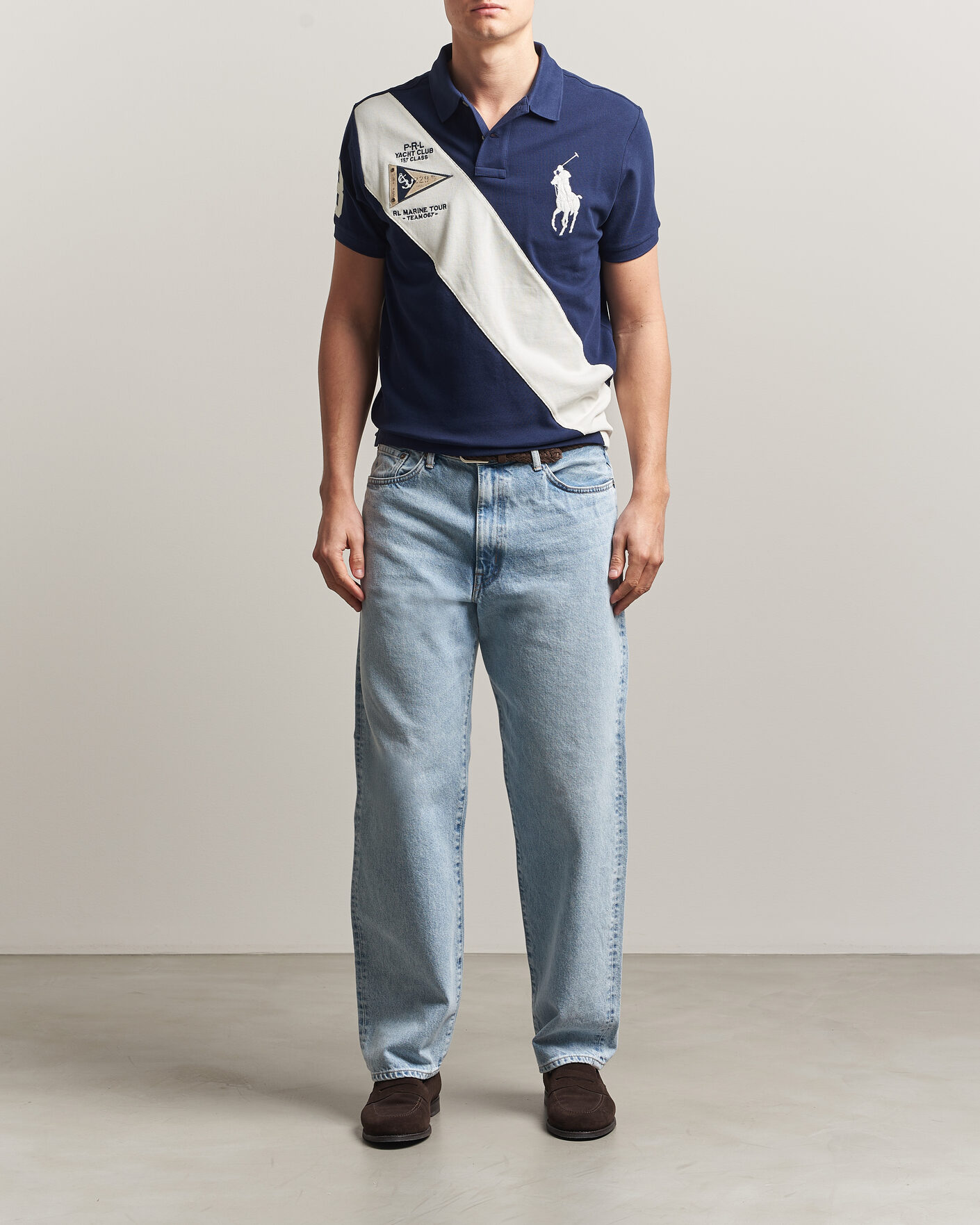 Polo Ralph Lauren Custom Slim Diagonal Stipe Polo Newport Navy