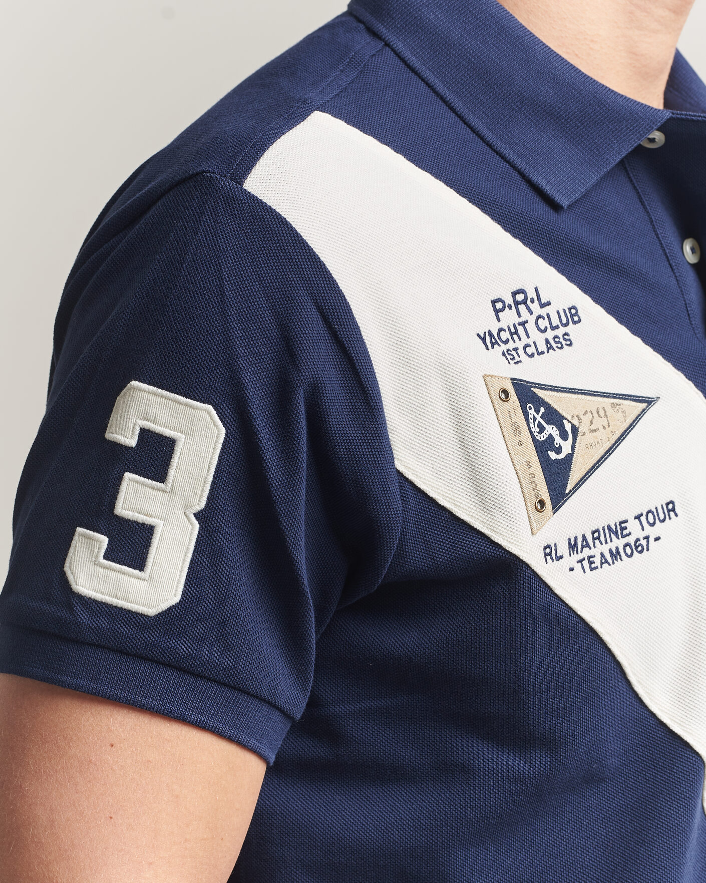 Polo Ralph Lauren Custom Slim Diagonal Stipe Polo Newport Navy