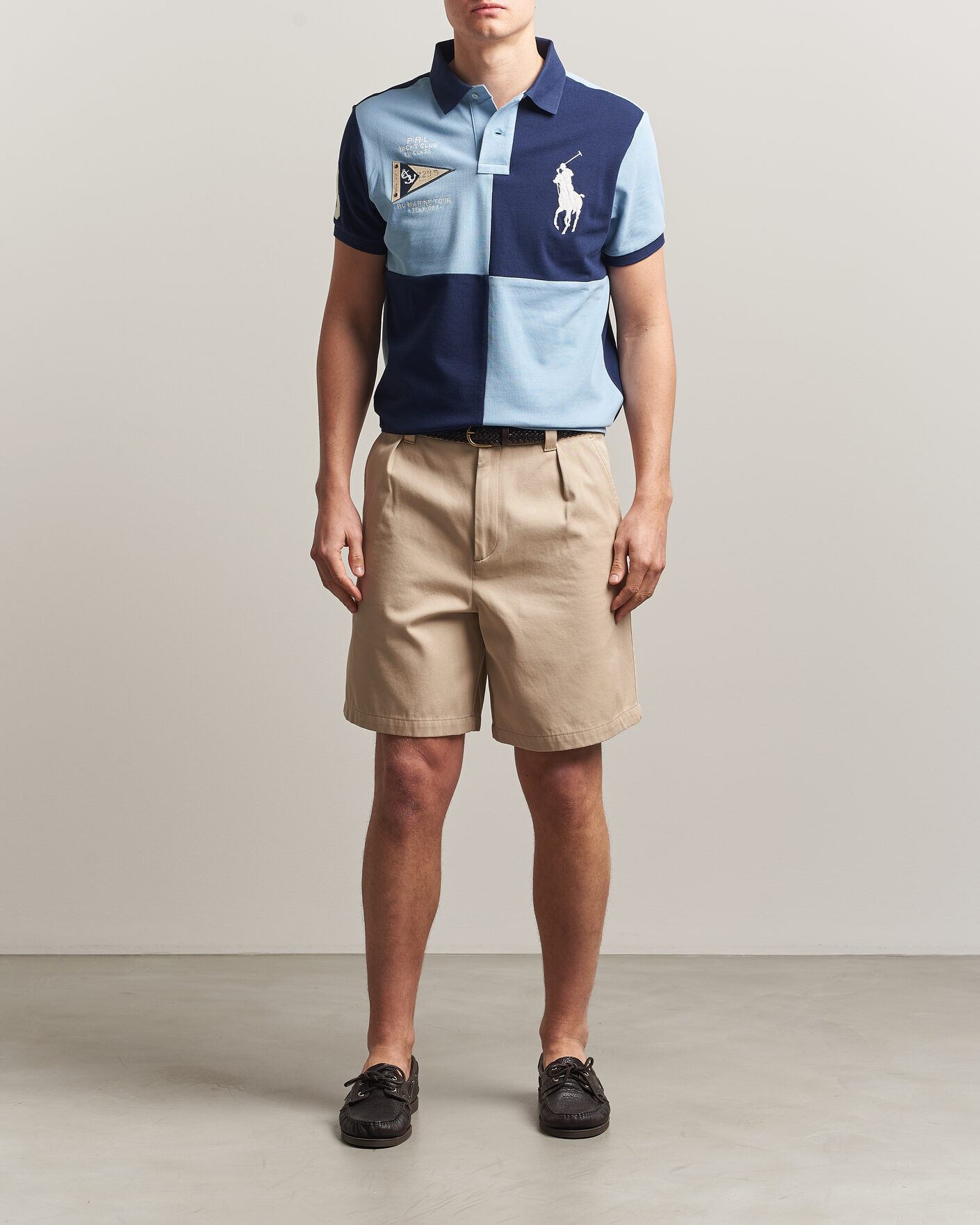 Men | Polo Shirts | Polo Ralph Lauren | Custom Slim Rugby Block Polo NPT Navy/Powder Blue