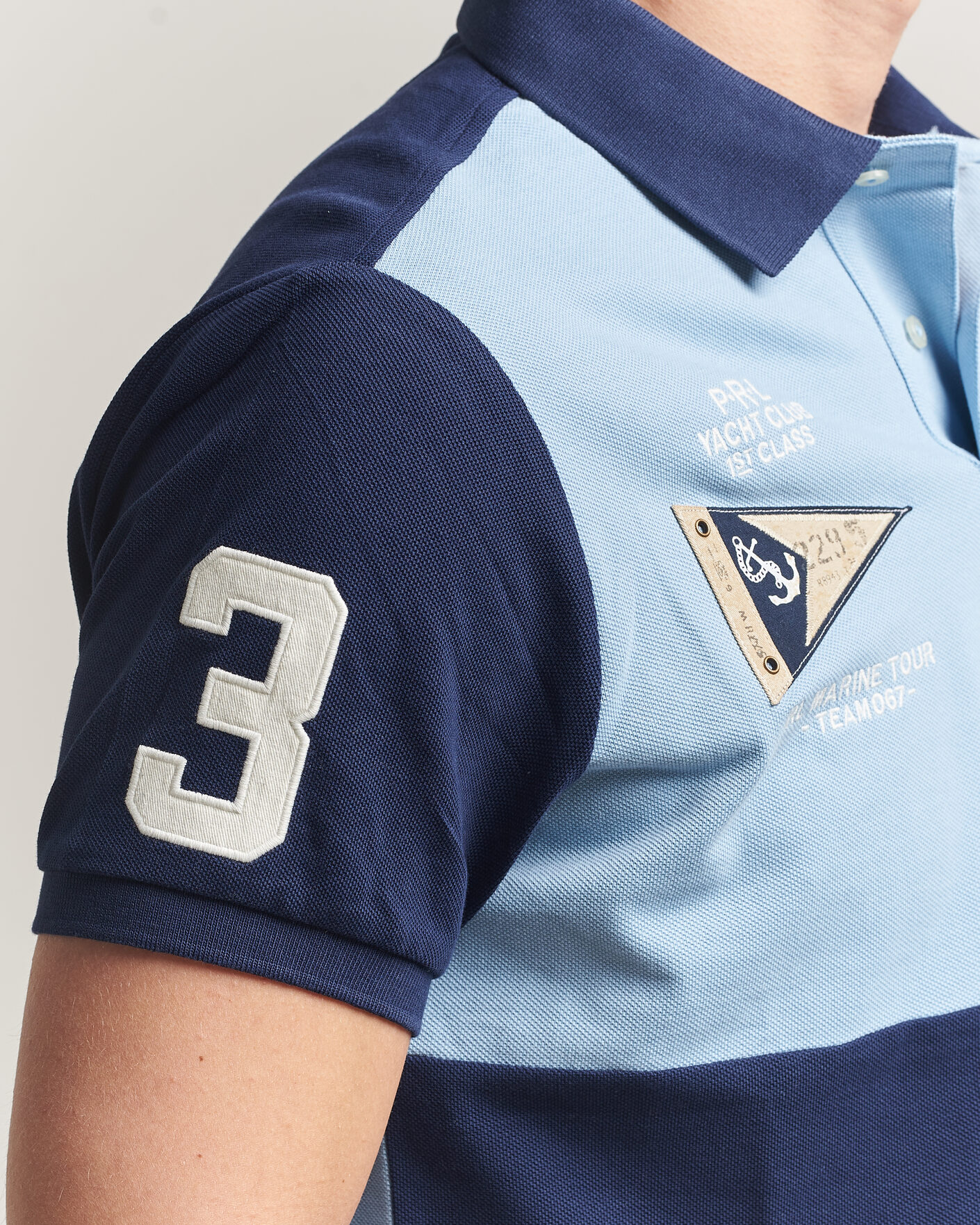 Men | Polo Shirts | Polo Ralph Lauren | Custom Slim Rugby Block Polo NPT Navy/Powder Blue