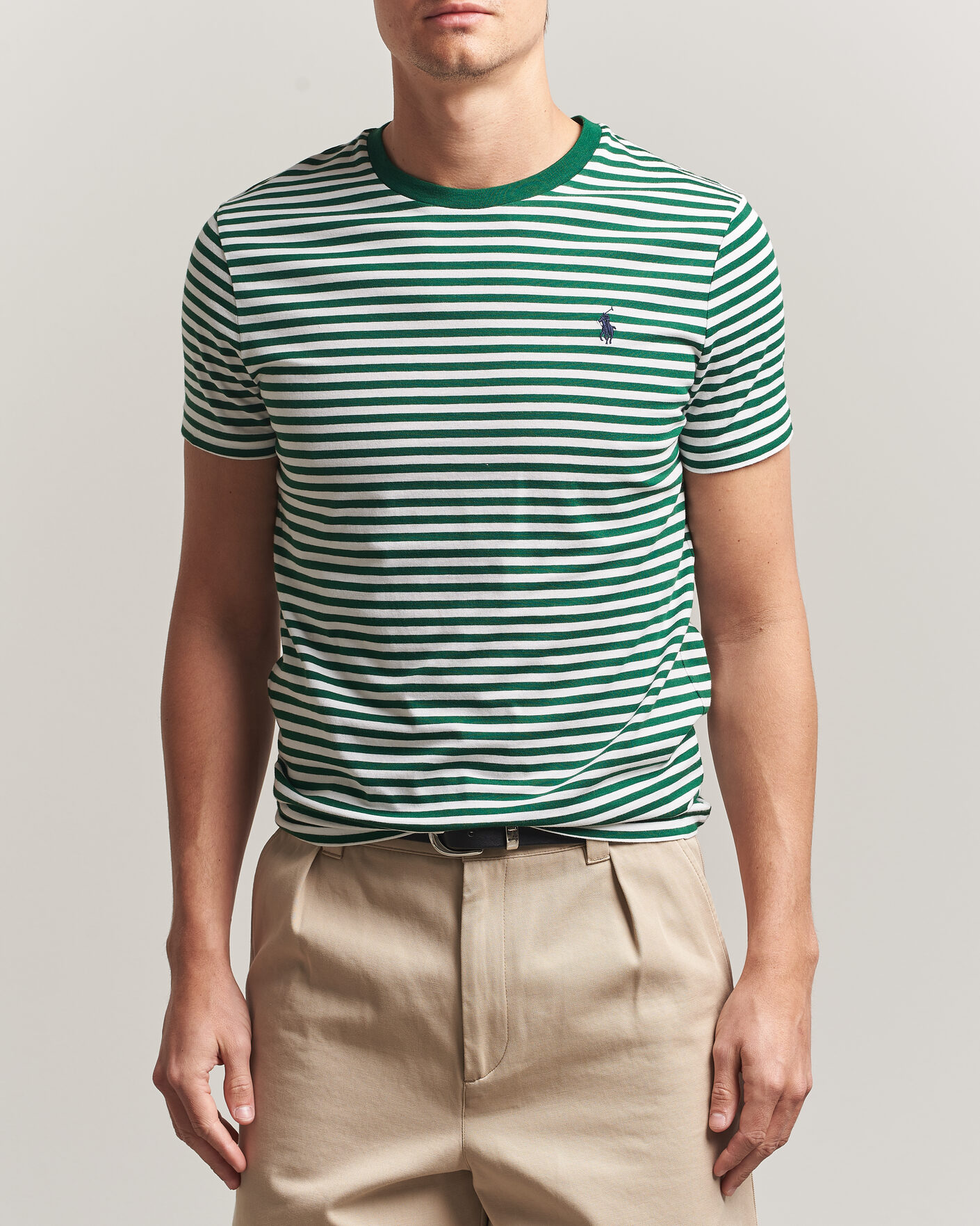 Men | T-Shirts | Polo Ralph Lauren | Crew Neck Striped T-shirt New Forest/White