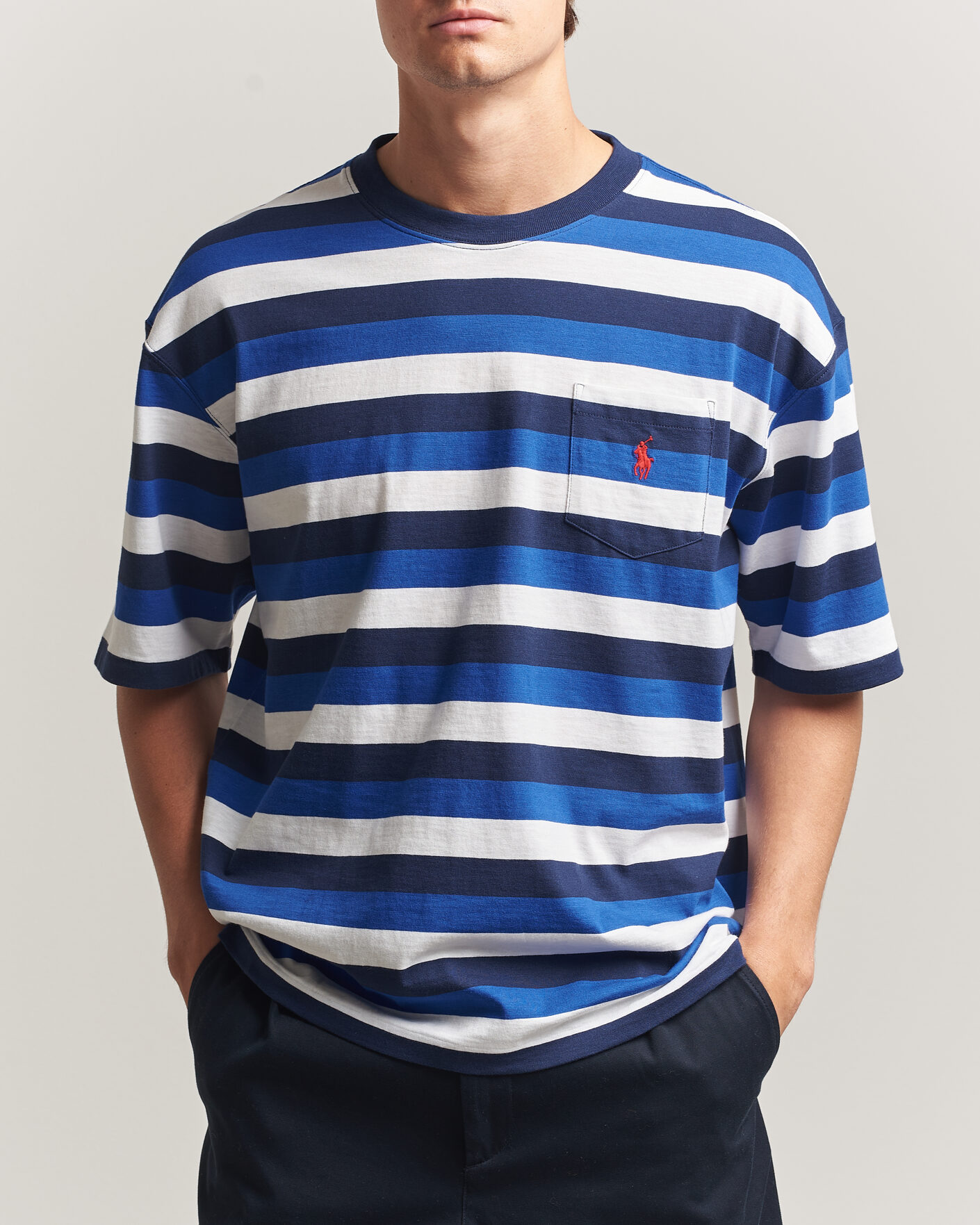 Polo Ralph Lauren Striped Pocket Tee Newport Navy Multi at