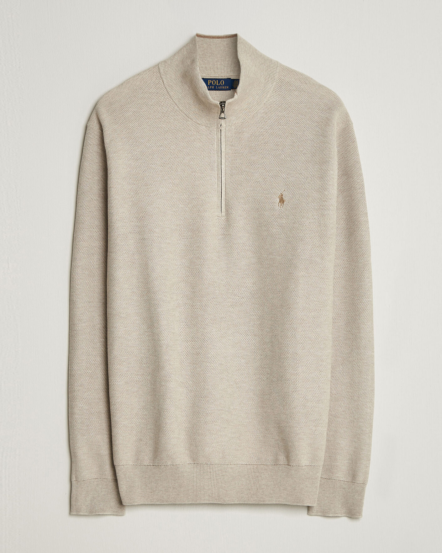 Polo Ralph Lauren Textued Half-Zip Light Walnut Brown Heather at