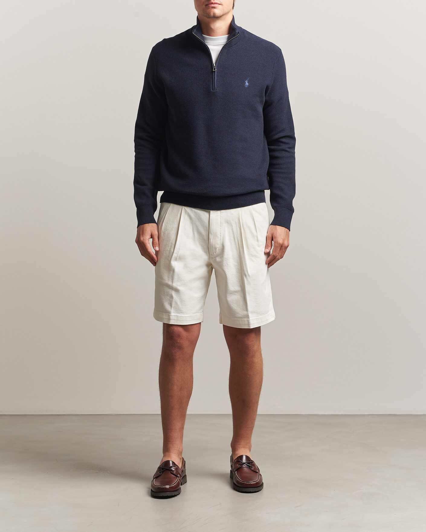 Men | Sweaters & Knitwear | Polo Ralph Lauren | Textued Half-Zip Navy Heather