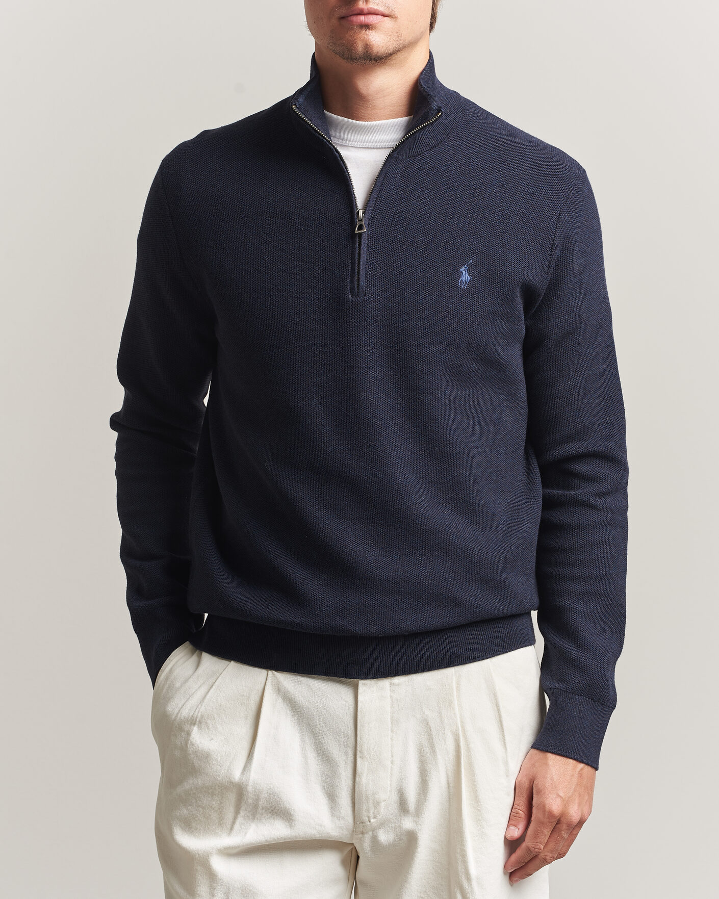 Men | Sweaters & Knitwear | Polo Ralph Lauren | Textued Half-Zip Navy Heather