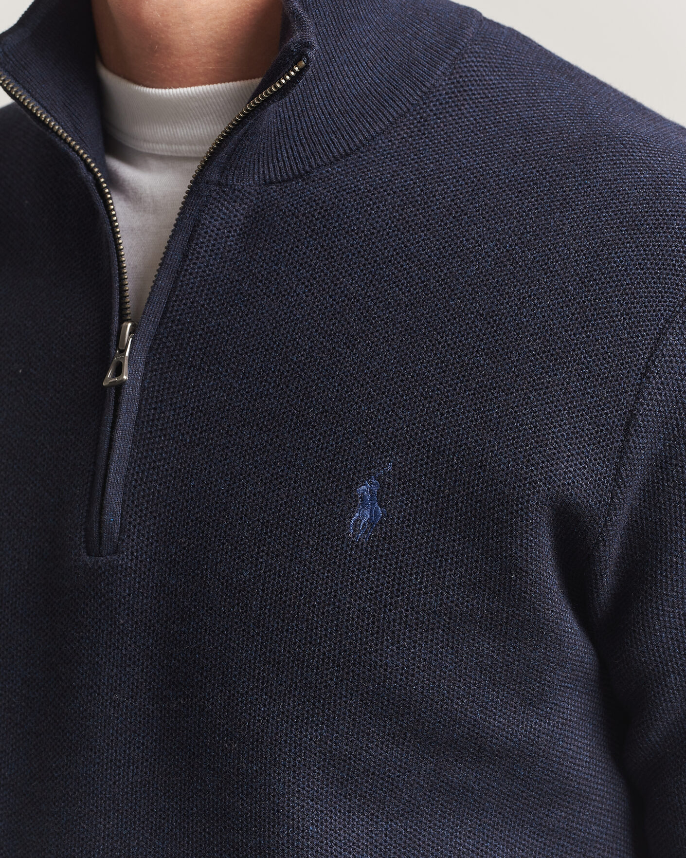 Men | Sweaters & Knitwear | Polo Ralph Lauren | Textued Half-Zip Navy Heather