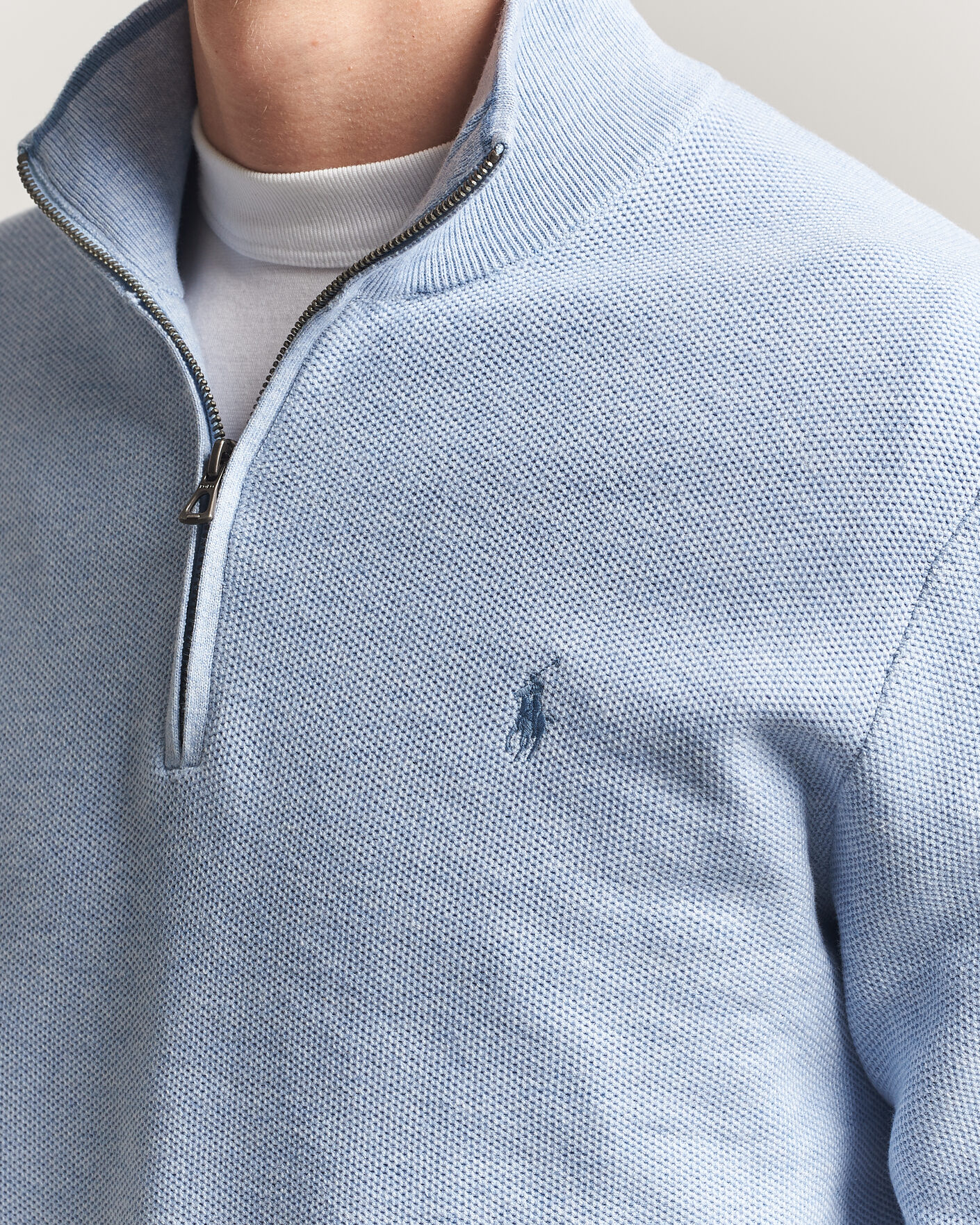 Men | Sweaters & Knitwear | Polo Ralph Lauren | Textured Half-Zip Blue Hyacinth Heather
