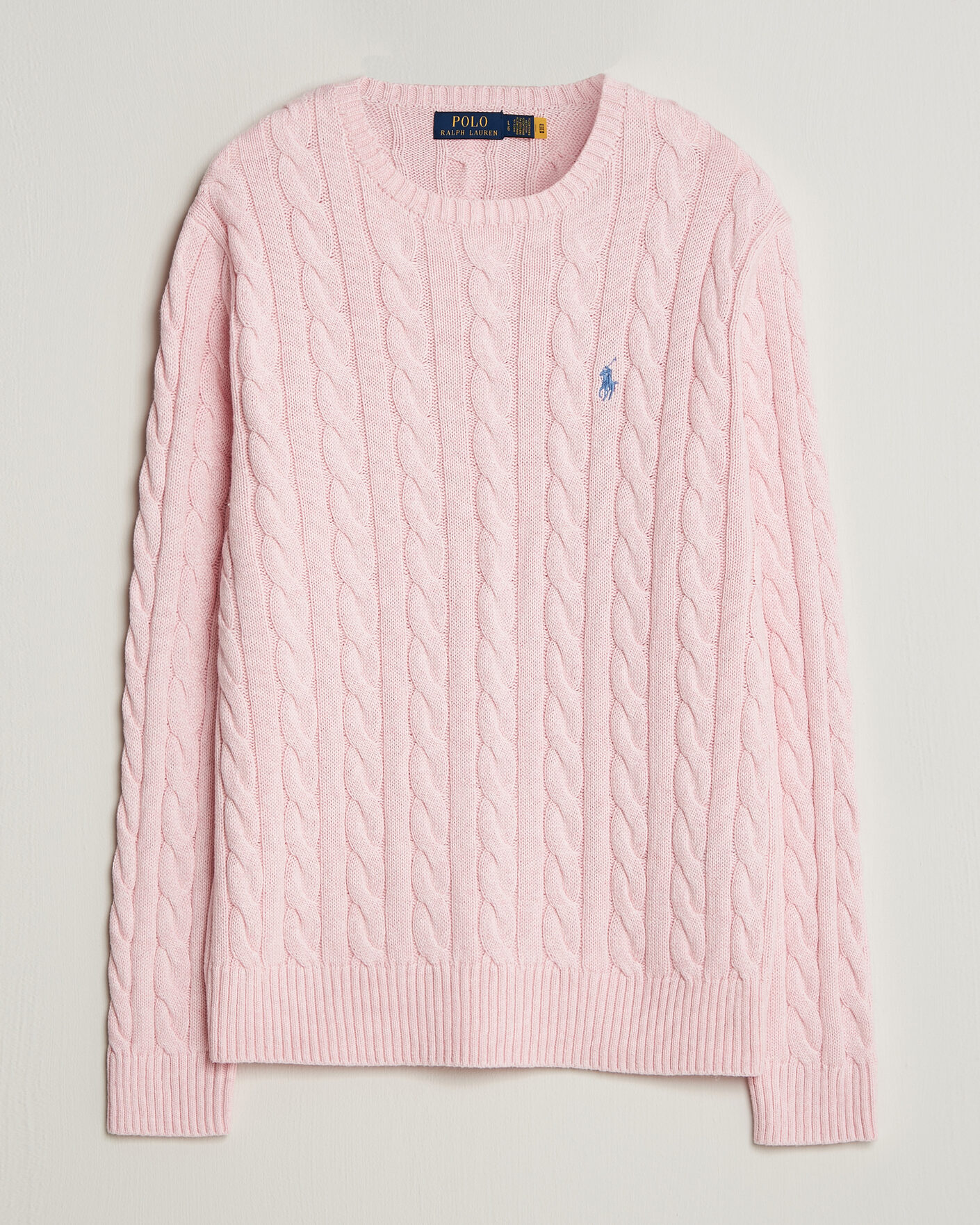 Men | Sweaters & Knitwear | Polo Ralph Lauren | Cotton Cable Pullover Ballet Pink Heather