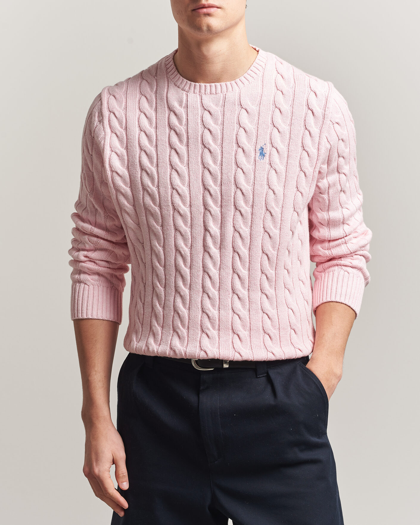 Men | Sweaters & Knitwear | Polo Ralph Lauren | Cotton Cable Pullover Ballet Pink Heather