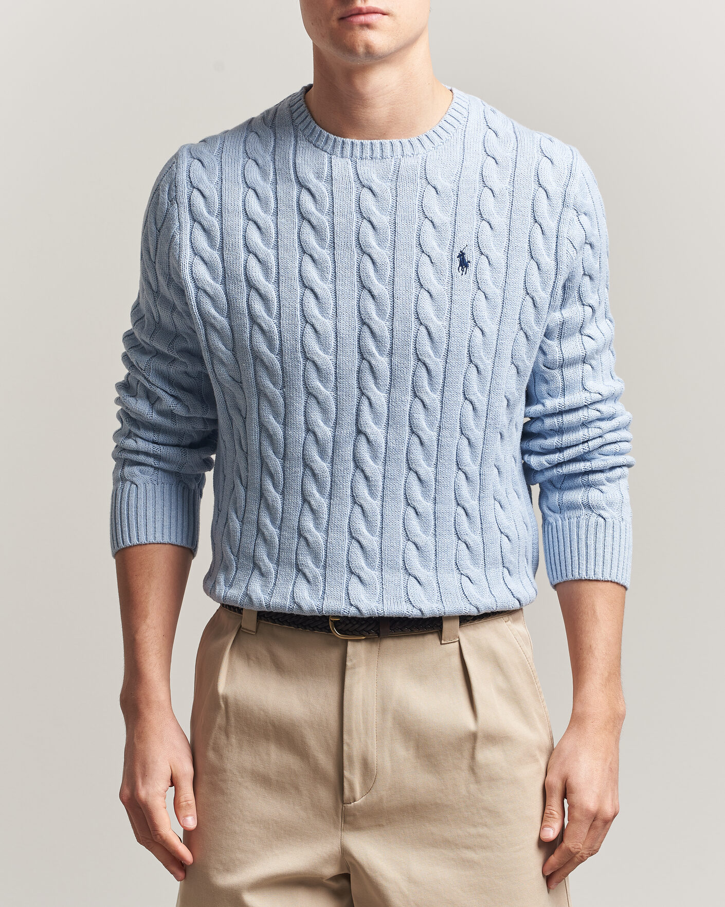 Men | Sweaters & Knitwear | Polo Ralph Lauren | Cotton Cable Pullover Blue Hyacinth Heather
