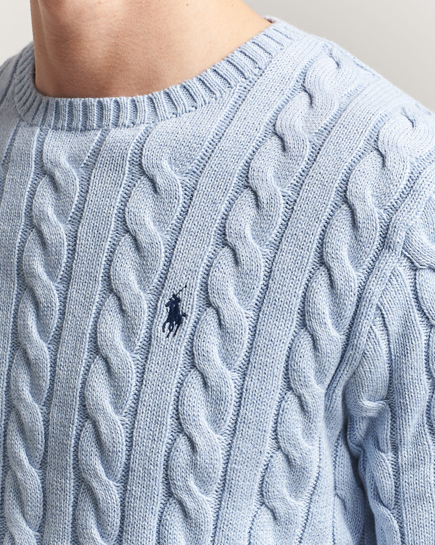 Men | Sweaters & Knitwear | Polo Ralph Lauren | Cotton Cable Pullover Blue Hyacinth Heather