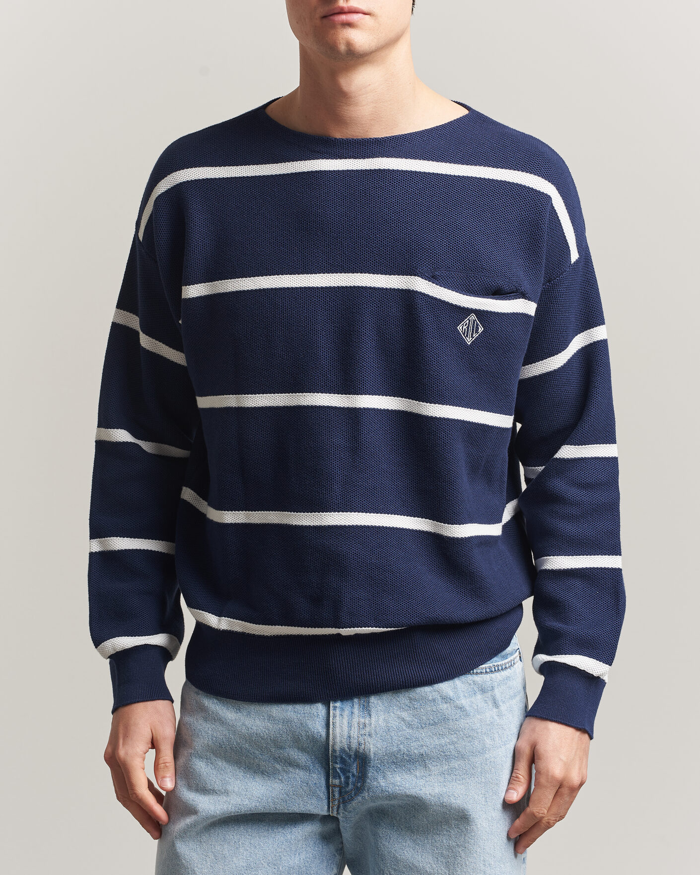 Men | Sweaters & Knitwear | Polo Ralph Lauren | Striped Boat Neck Sweater Navy Combo