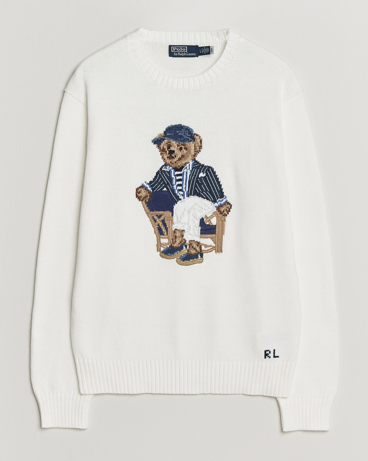 Men | Sweaters & Knitwear | Polo Ralph Lauren | Newport Bear Cotton/Linen Sweater Deckwash White