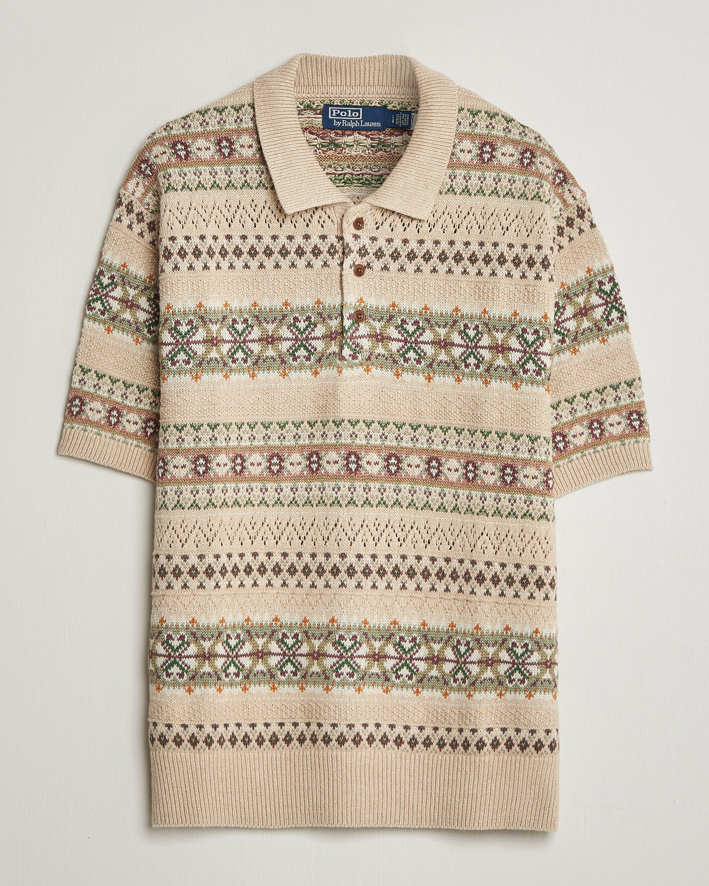 Men | Sweaters & Knitwear | Polo Ralph Lauren | Cotton/Linen Fairisle Polo Tan Combo