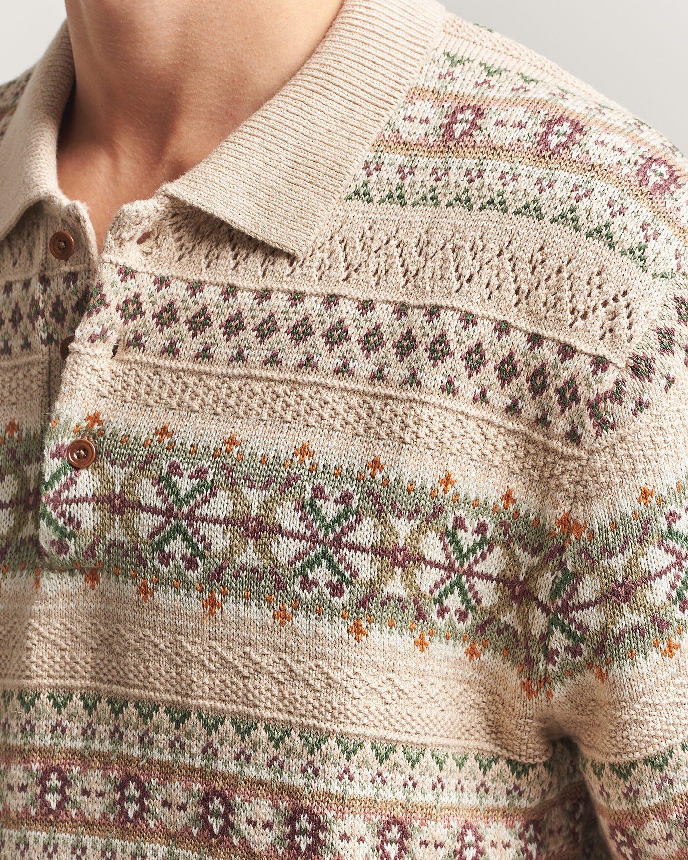 Men | Polo Shirts | Polo Ralph Lauren | Cotton/Linen Fairisle Polo Tan Combo