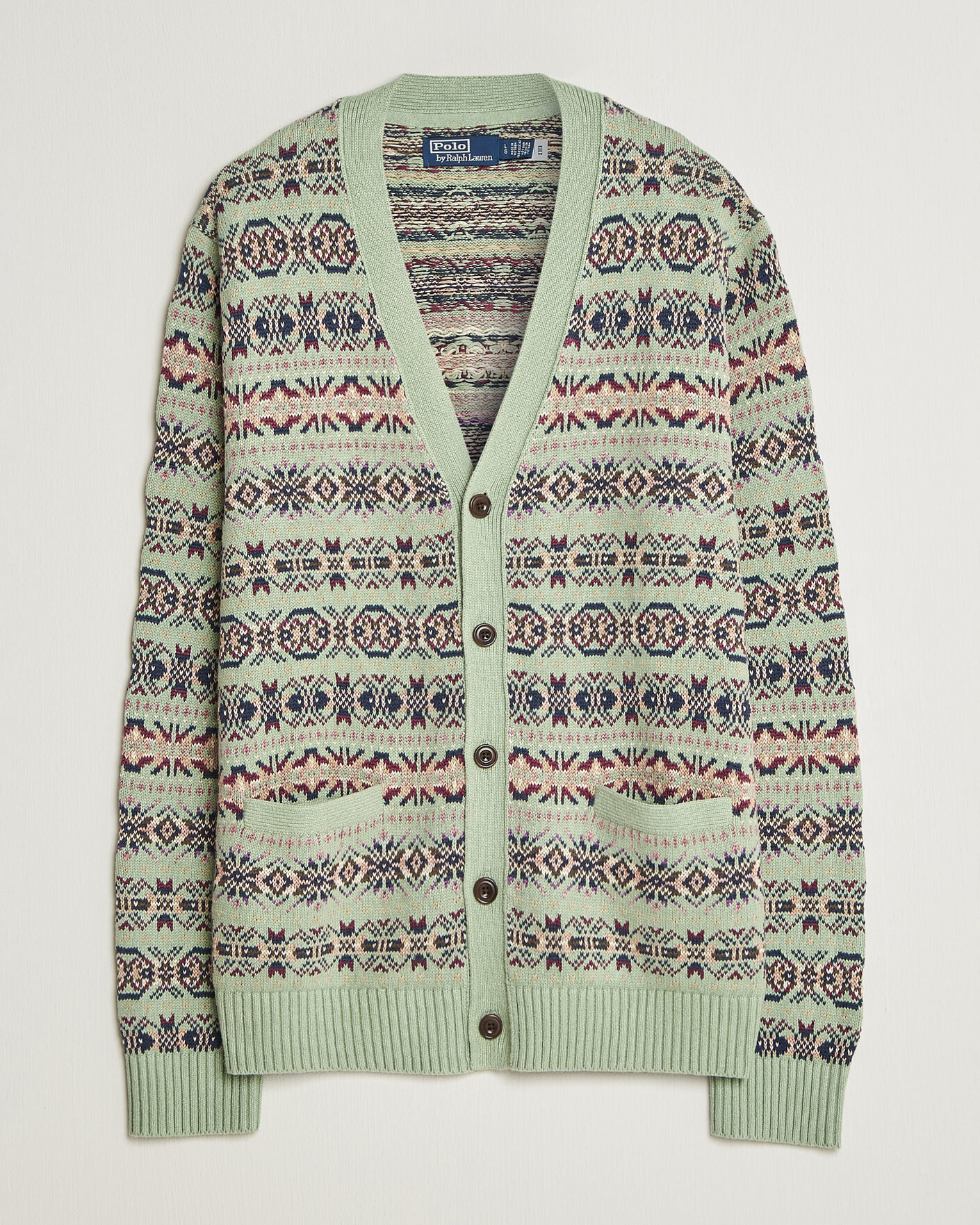 Men | Sweaters & Knitwear | Polo Ralph Lauren | Cotton/Linen Fairisle Cardigan Green Combo