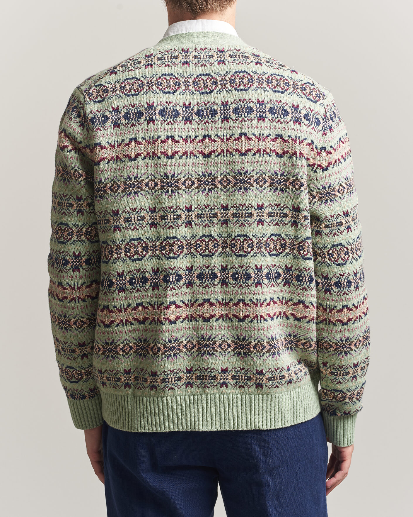 Men | Sweaters & Knitwear | Polo Ralph Lauren | Cotton/Linen Fairisle Cardigan Green Combo